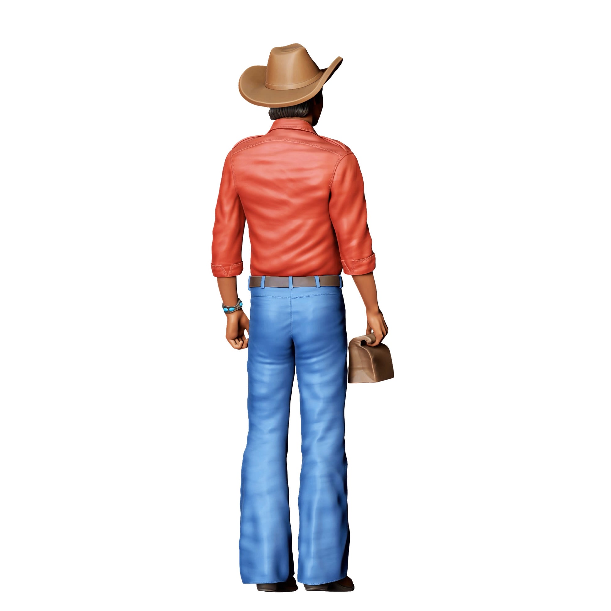 Diorama modelarski zdjęcie produktu 0: Kowboj z kapeluszem i torbą – stojąca figura w westernowym ubraniu (Ref. nr 399)