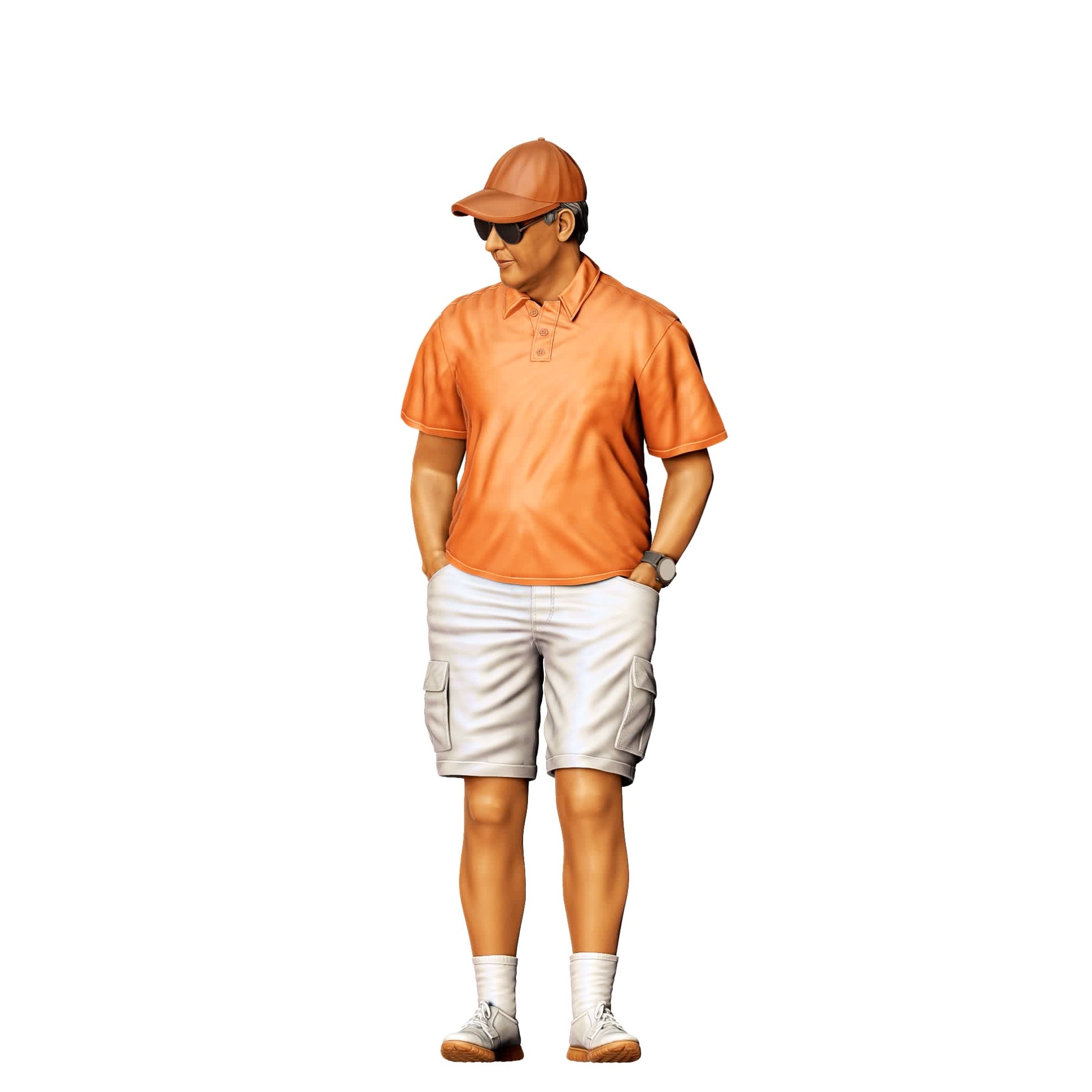 Diorama model building product photo 0: Man with cap examines car - car scene (Ref. No. 364)