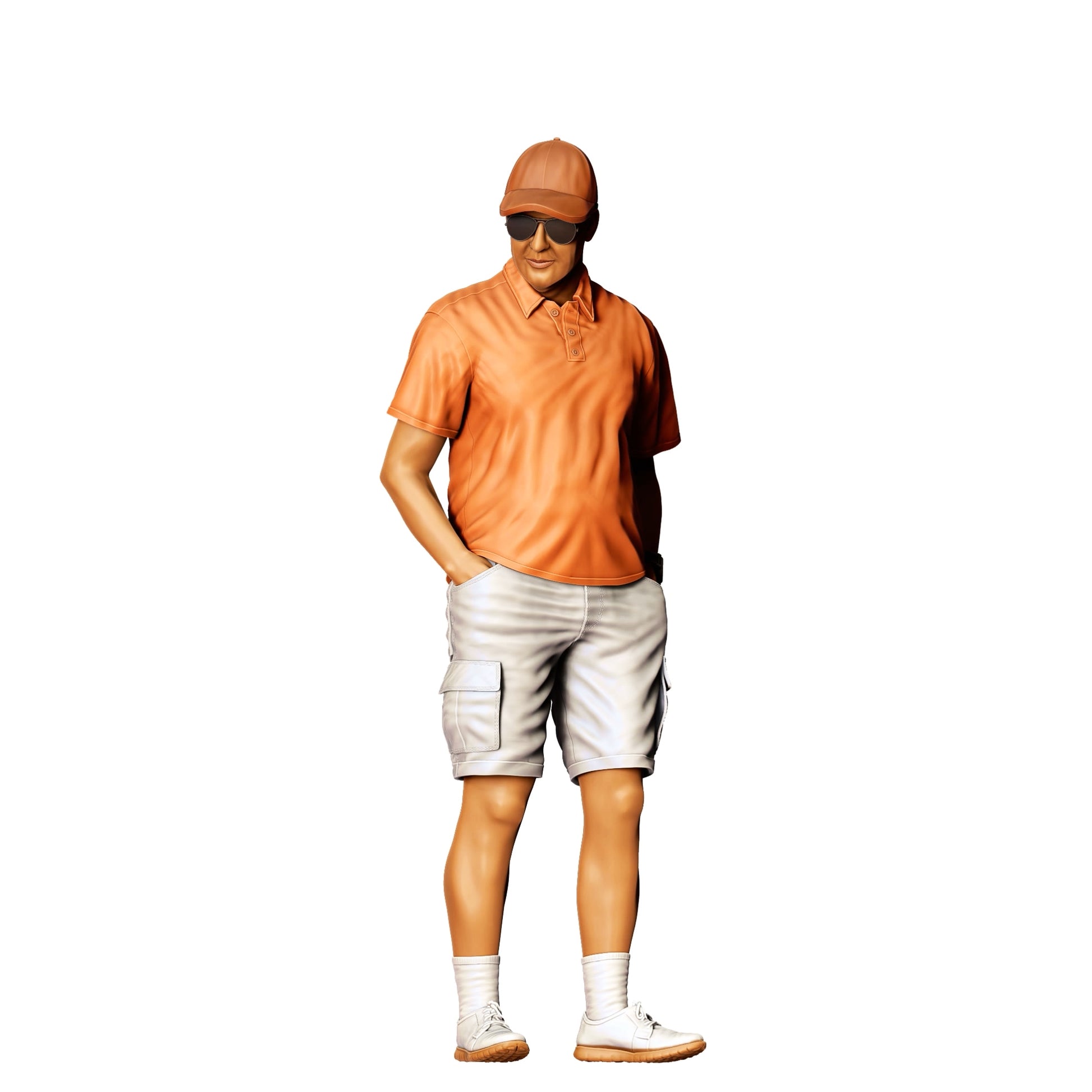 Diorama model building product photo 0: Man with cap examines car - car scene (Ref. No. 364)