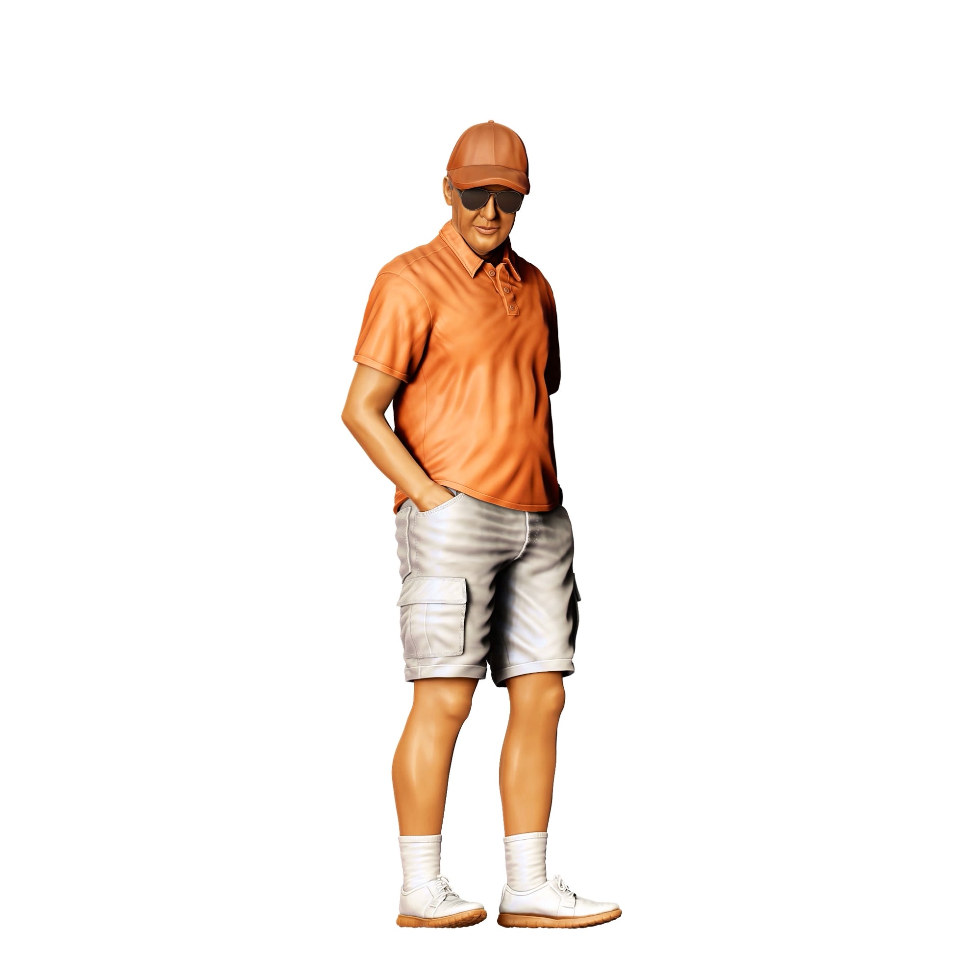 Diorama model building product photo 0: Man with cap examines car - car scene (Ref. No. 364)