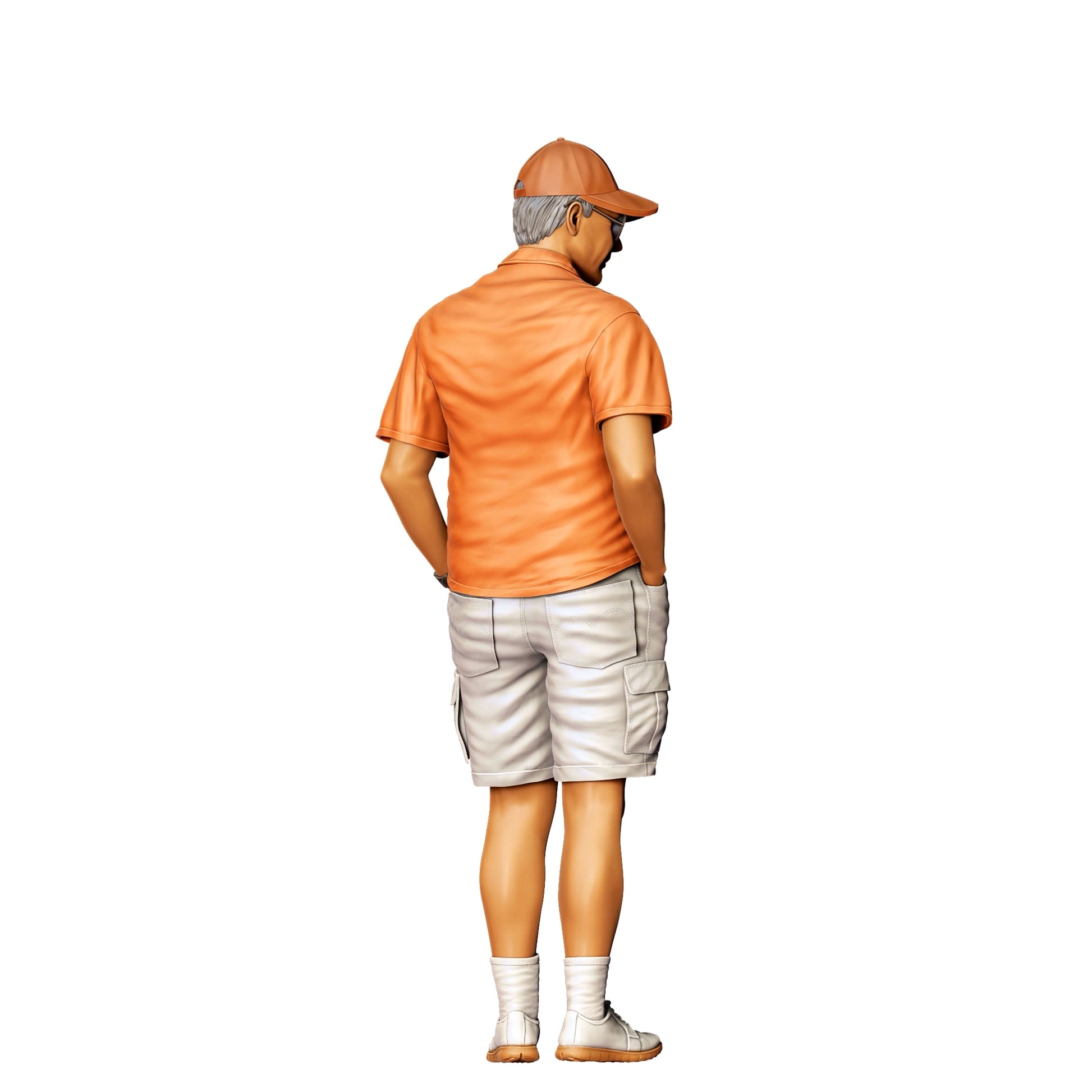 Diorama model building product photo 0: Man with cap examines car - car scene (Ref. No. 364)