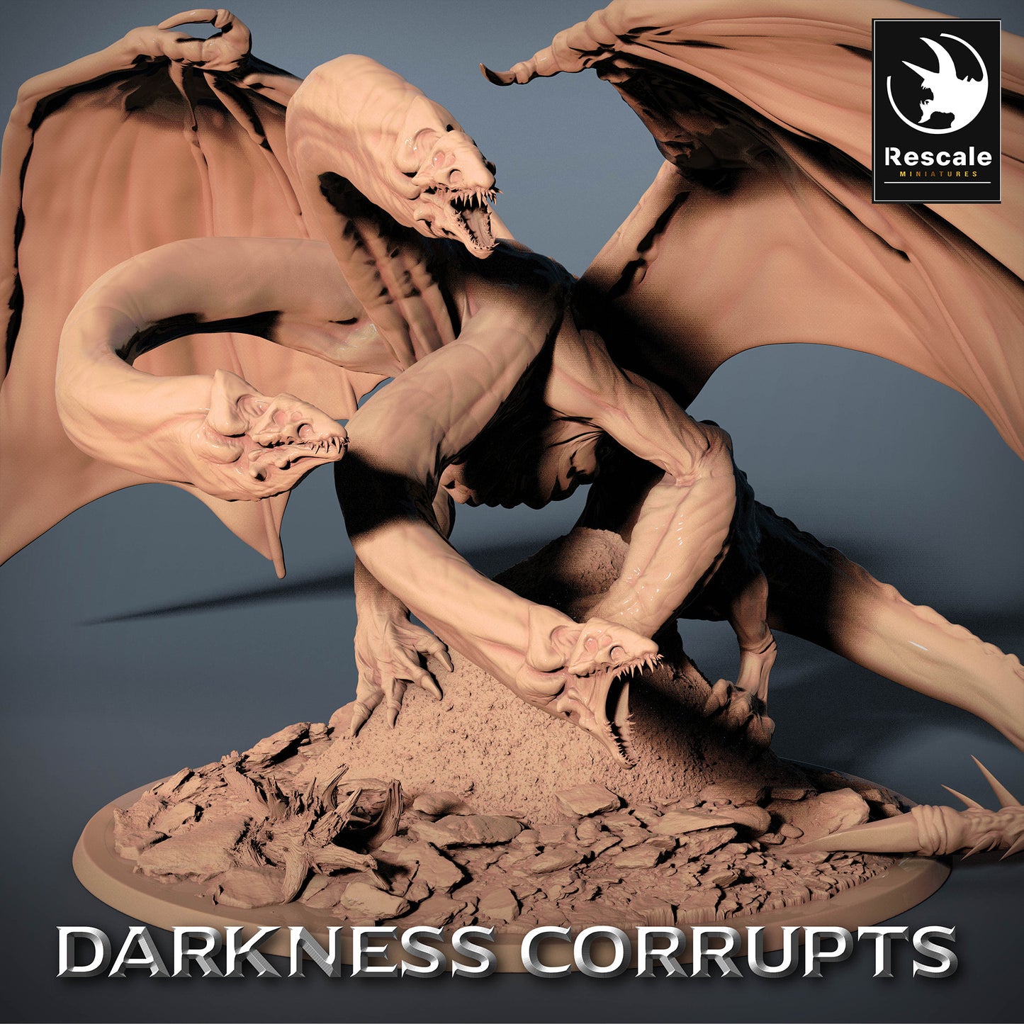 Produktový obrázek 5 z 5: Tabletop miniatura: Hydra - mnohahlavá hadí hydra, démonické dračí potomstvo s membránovými křídly, boss monster z podsvětí (23_07_A)