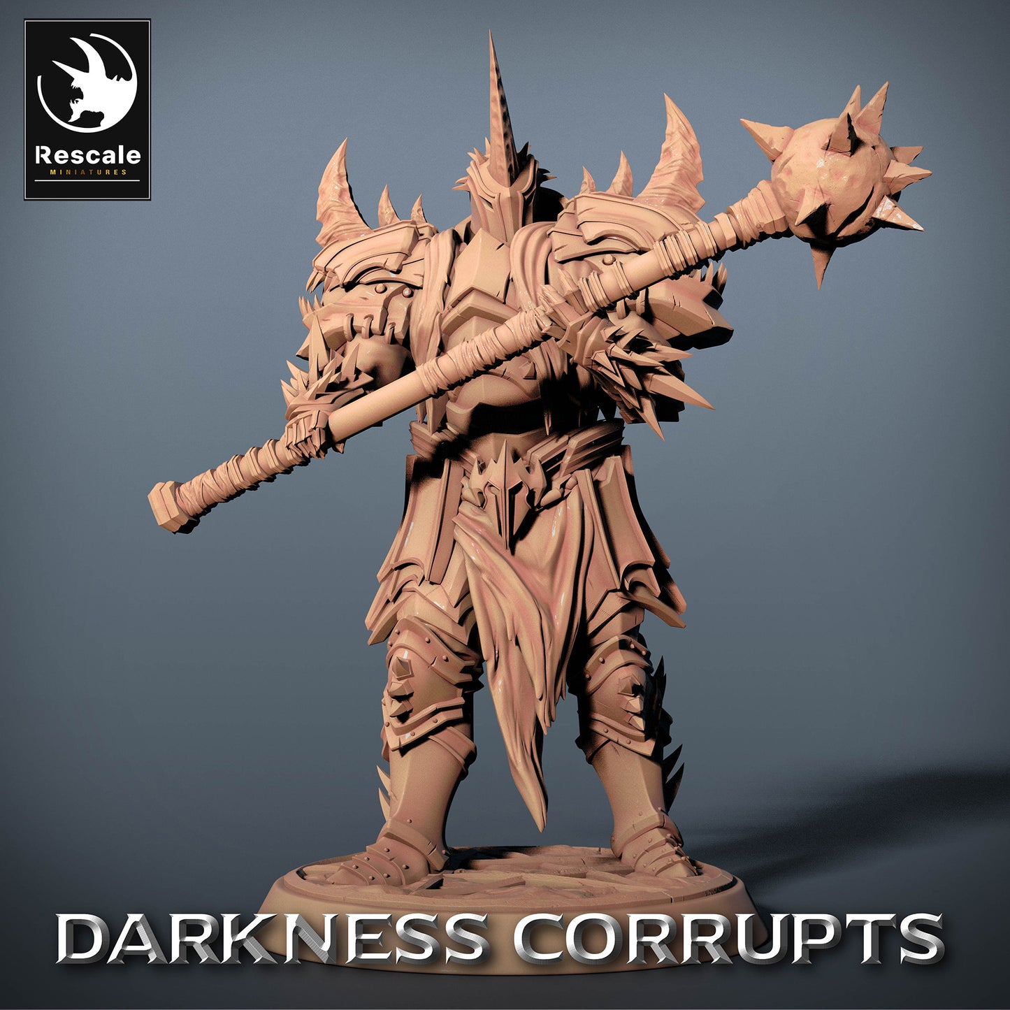 Produktbild 1 von 3: Fantasy Figur: Dämonenritter Darknight - Höllenkrieger aus der Unterwelt, dunkler Paladin/Schreckensritter mit Zweihand-Morgenstern, Elite-Nahkampf-Anführer in stachelbewehrter Plattenrüstung (23_07_E6)