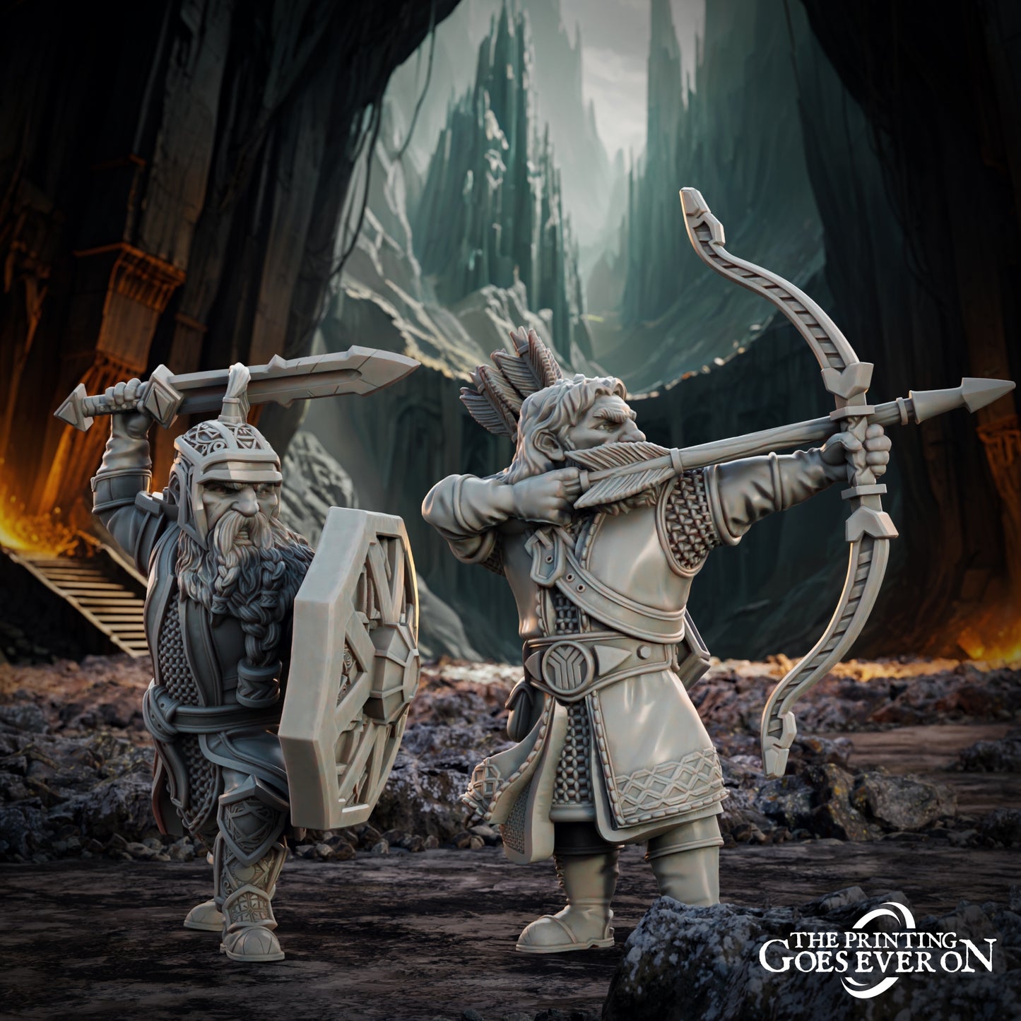 Foto do produto Tabletop 28mm The Printing Goes Ever On (TPGEO) 0: Heróis Anões - Drafnar e Murdan - Guerreiros Lendários do Reino Anão