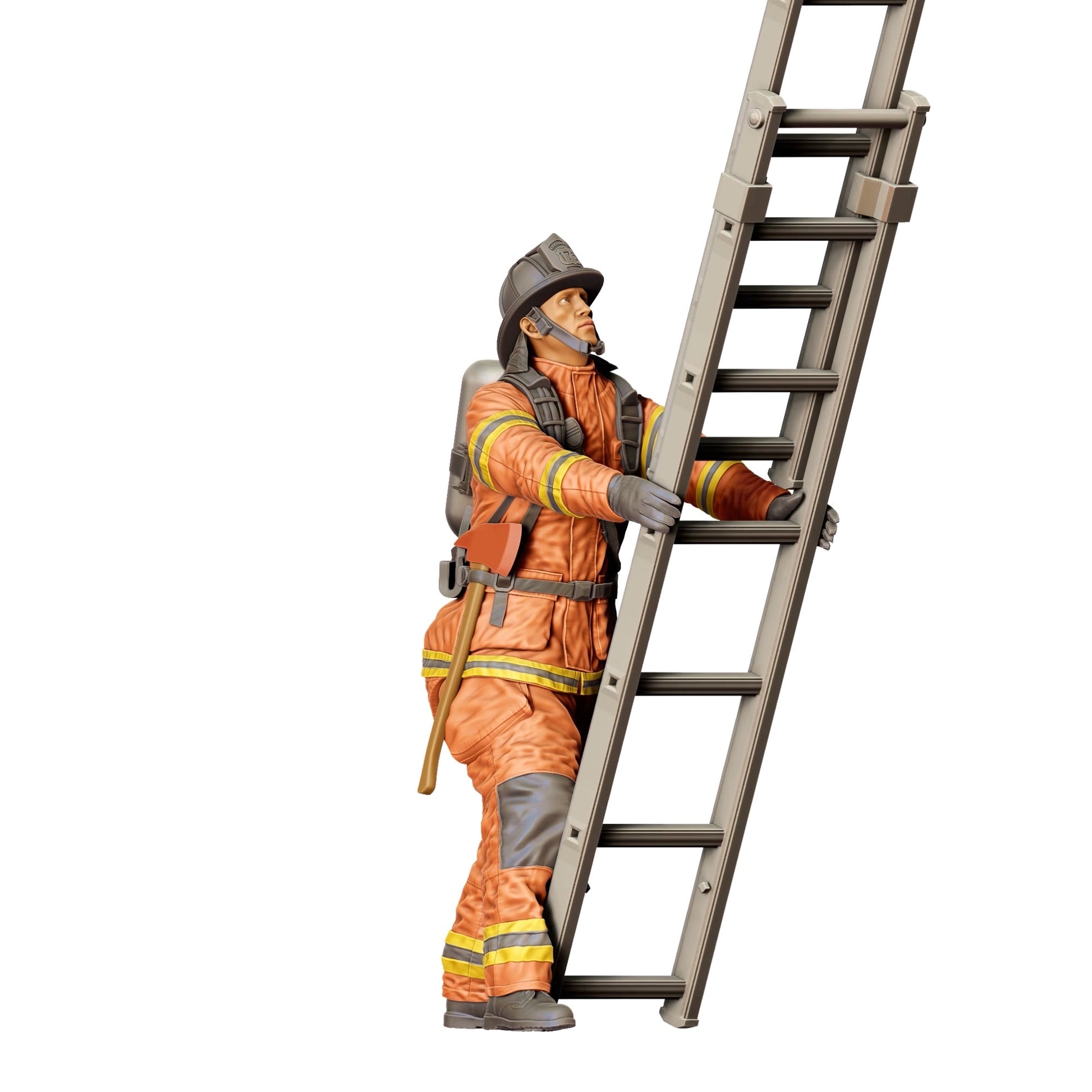 Diorama modelarski zdjęcie produktu 0: Amerykański strażak - Trzyma drabinę z tyłu (Ref. Nr. 310)