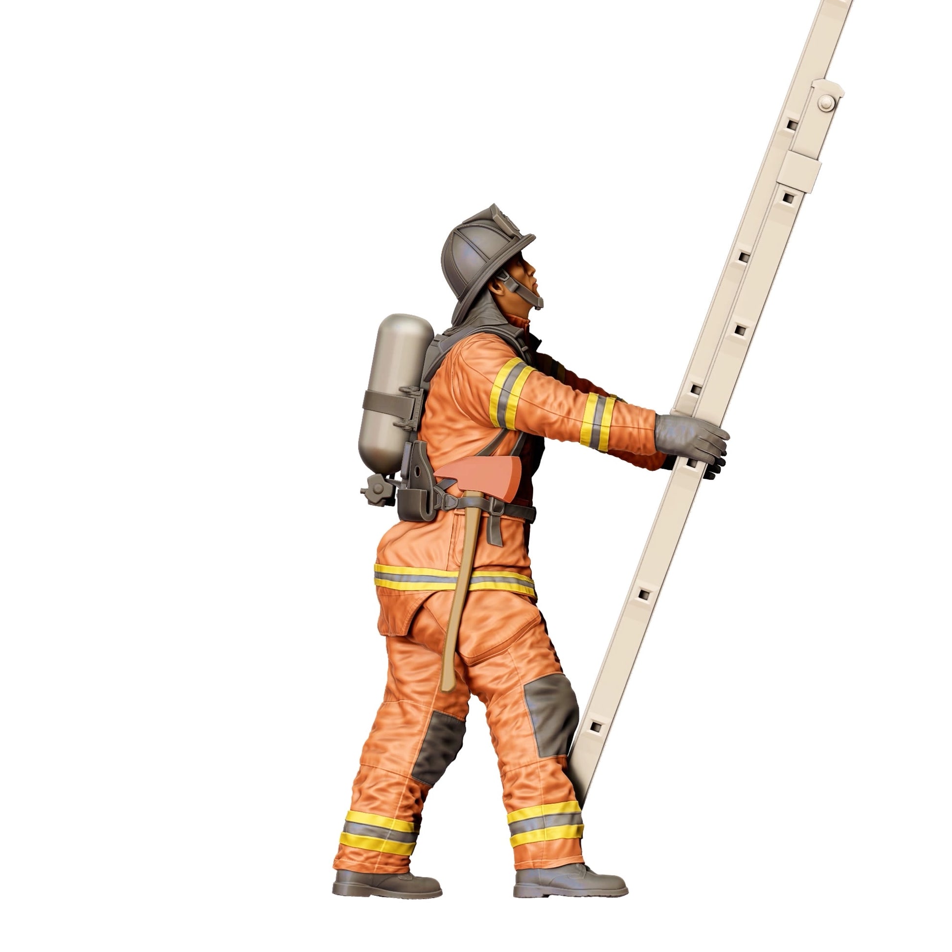Diorama modelarski zdjęcie produktu 0: Amerykański strażak - Trzyma drabinę z tyłu (Ref. Nr. 310)