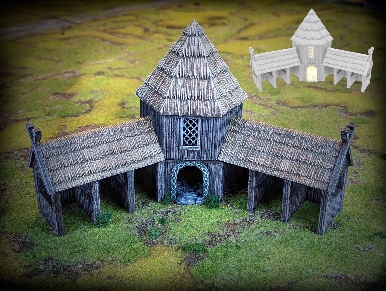 Foto do produto Tabletop 28mm partes de terreno, casas, decoração e bits da Creation Conquest (CC) 0: Estábulos - Reino da Saxônia - Aldeia medieval dos senhores dos cavalos