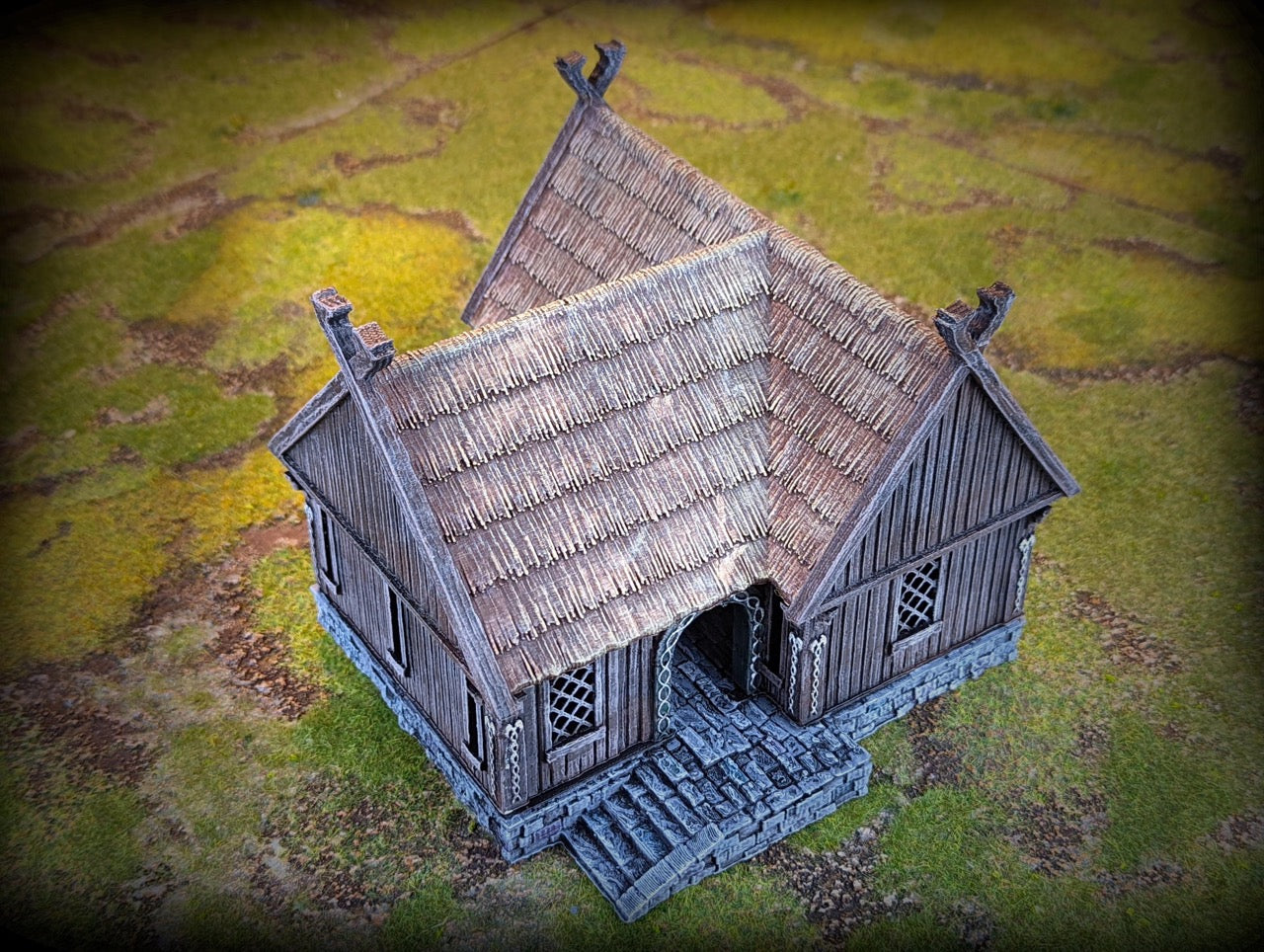 Produktová fotografie Tabletop 28mm terénní prvky, domy, dekorace a díly od Creation Conquest (CC) 0: Dům obchodníka - Království Sasko - Středověká vesnice jezdců