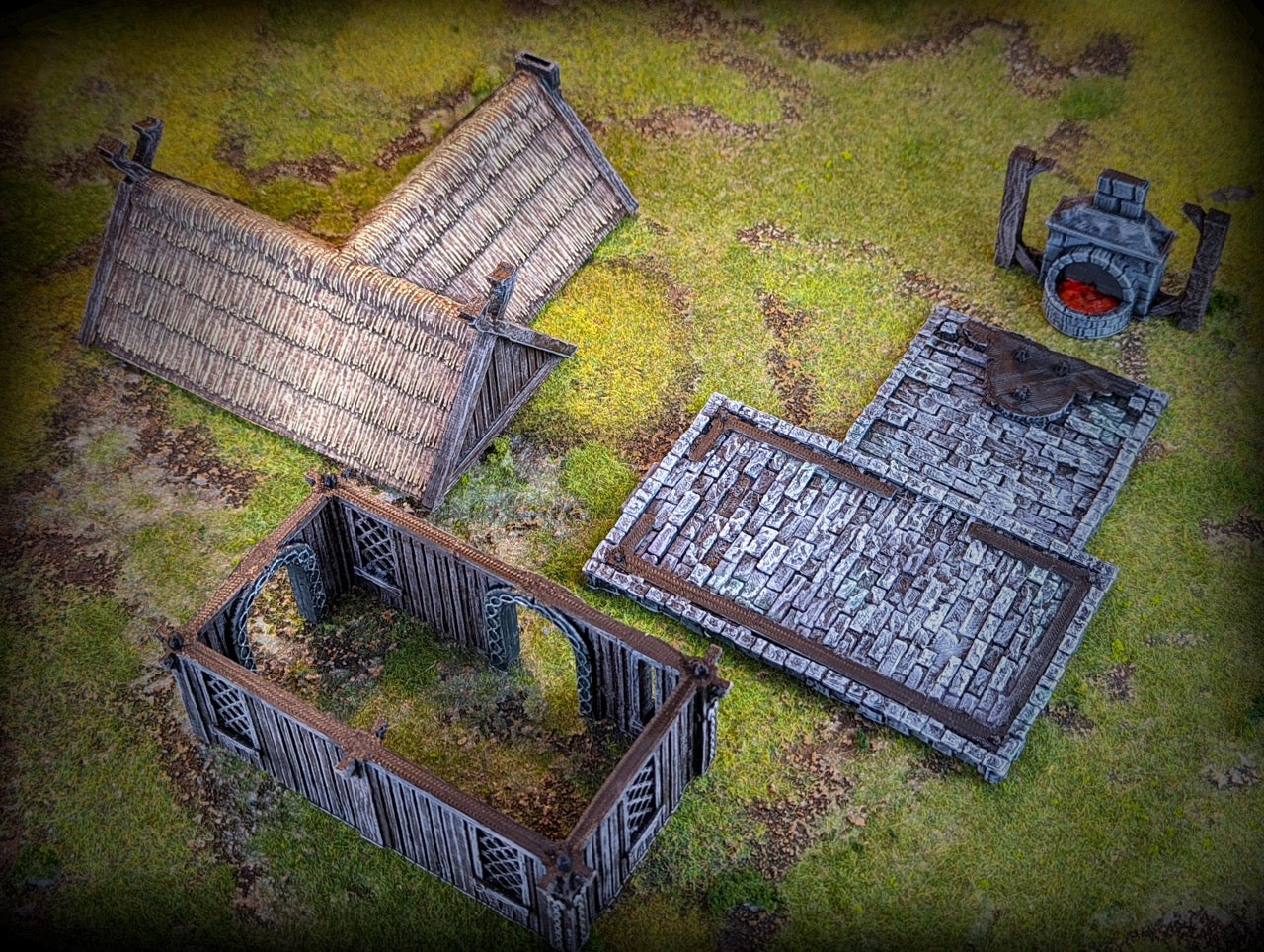 Foto do produto Tabletop 28mm peças de terreno, casas, decoração e bits da Creation Conquest (CC) 0: Ferreiro - Reino da Saxônia - Aldeia medieval dos senhores dos cavalos