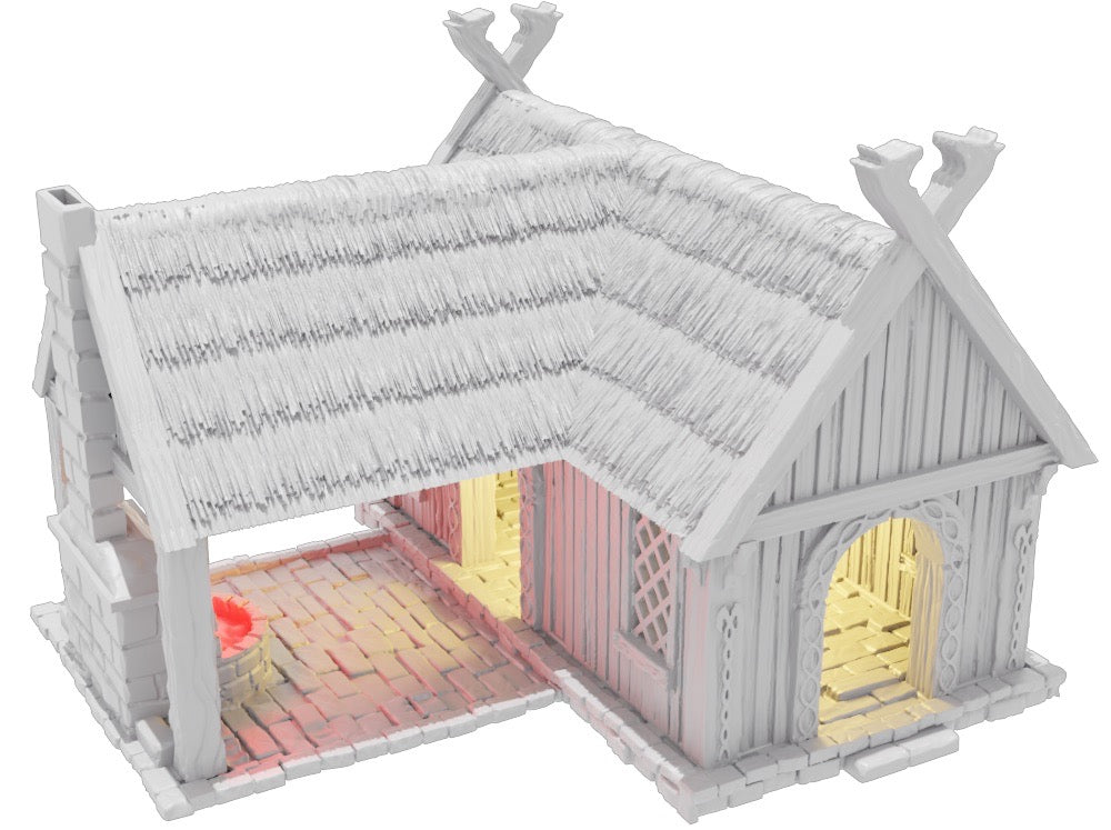 Foto do produto Tabletop 28mm peças de terreno, casas, decoração e bits da Creation Conquest (CC) 0: Ferreiro - Reino da Saxônia - Aldeia medieval dos senhores dos cavalos
