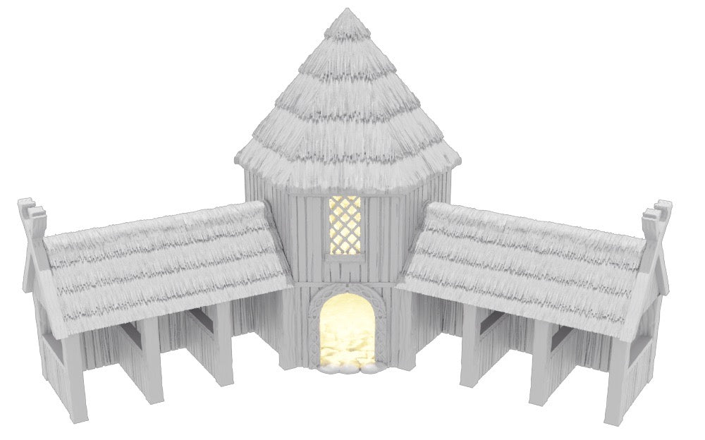 Foto do produto Tabletop 28mm partes de terreno, casas, decoração e bits da Creation Conquest (CC) 0: Estábulos - Reino da Saxônia - Aldeia medieval dos senhores dos cavalos