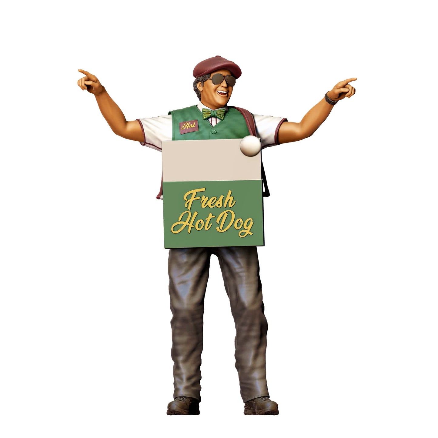Diorama Modellbau Produktfoto 0: Hotdog-Verkäufer mit Bauchladen – Figur mit Mütze und Weste (Ref. Nr. 409)