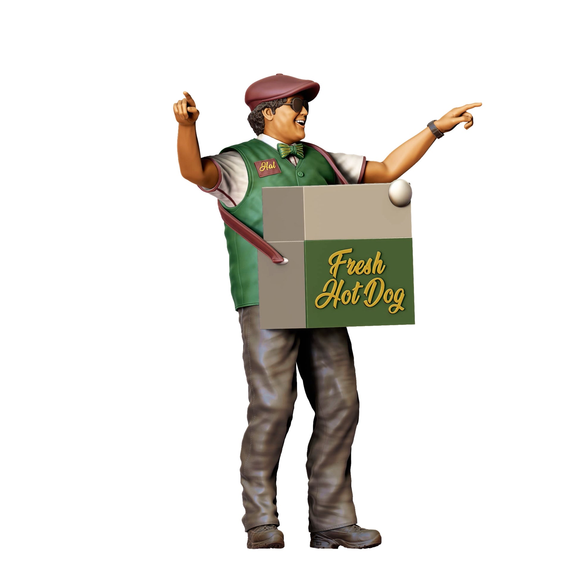Diorama Modellbau Produktfoto 0: Hotdog-Verkäufer mit Bauchladen – Figur mit Mütze und Weste (Ref. Nr. 409)