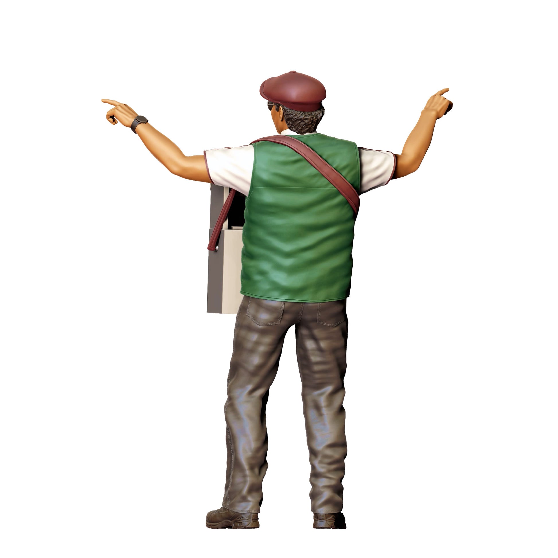 Diorama Modellbau Produktfoto 0: Hotdog-Verkäufer mit Bauchladen – Figur mit Mütze und Weste (Ref. Nr. 409)