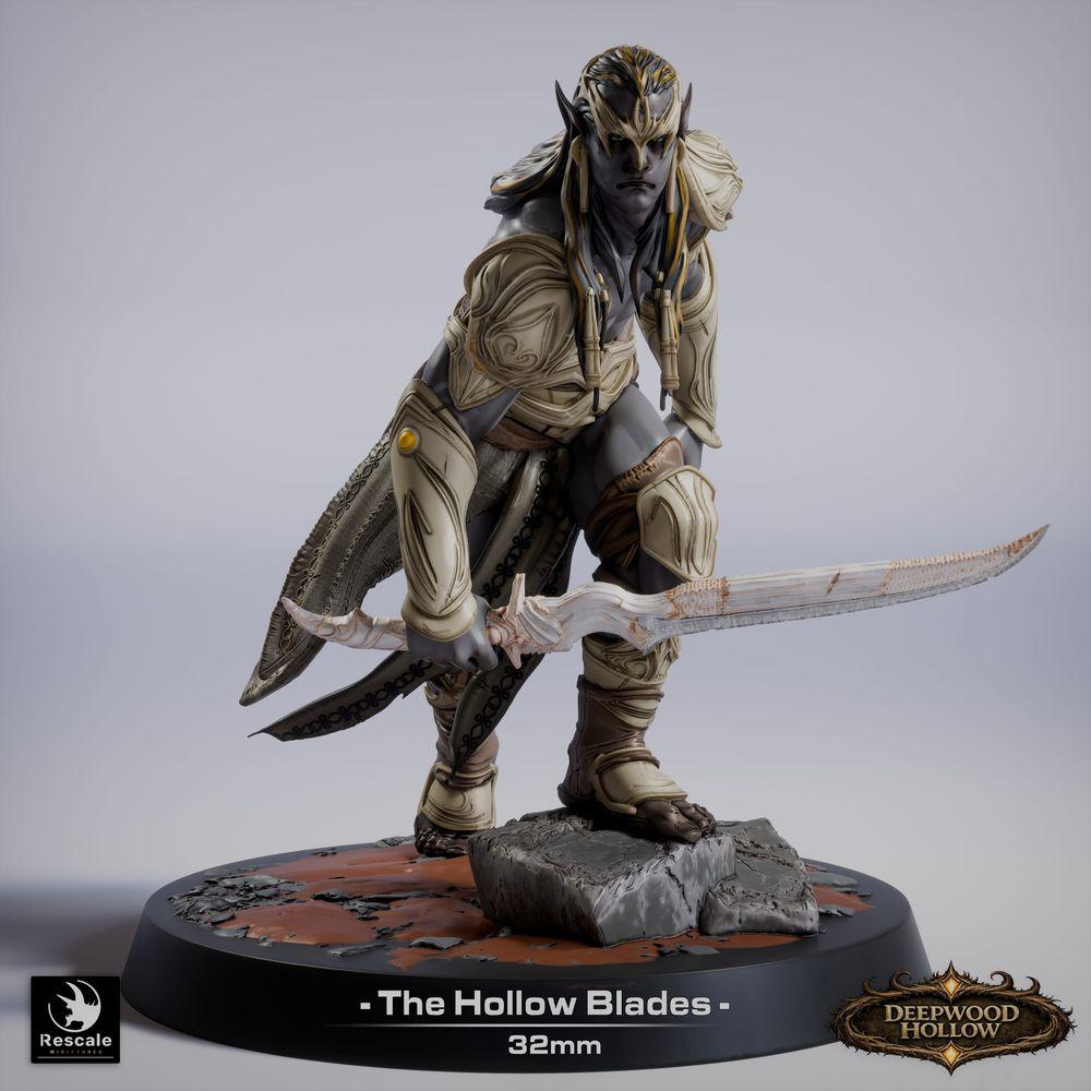 Foto do produto Tabletop 28mm Lord of the Print (LotP) 0: Tabletop Miniatura: Elfo das Trevas / Dark Elf Assassine e Duelista, Sombra Lâmina com duas lâminas curvas (26_03_G15)