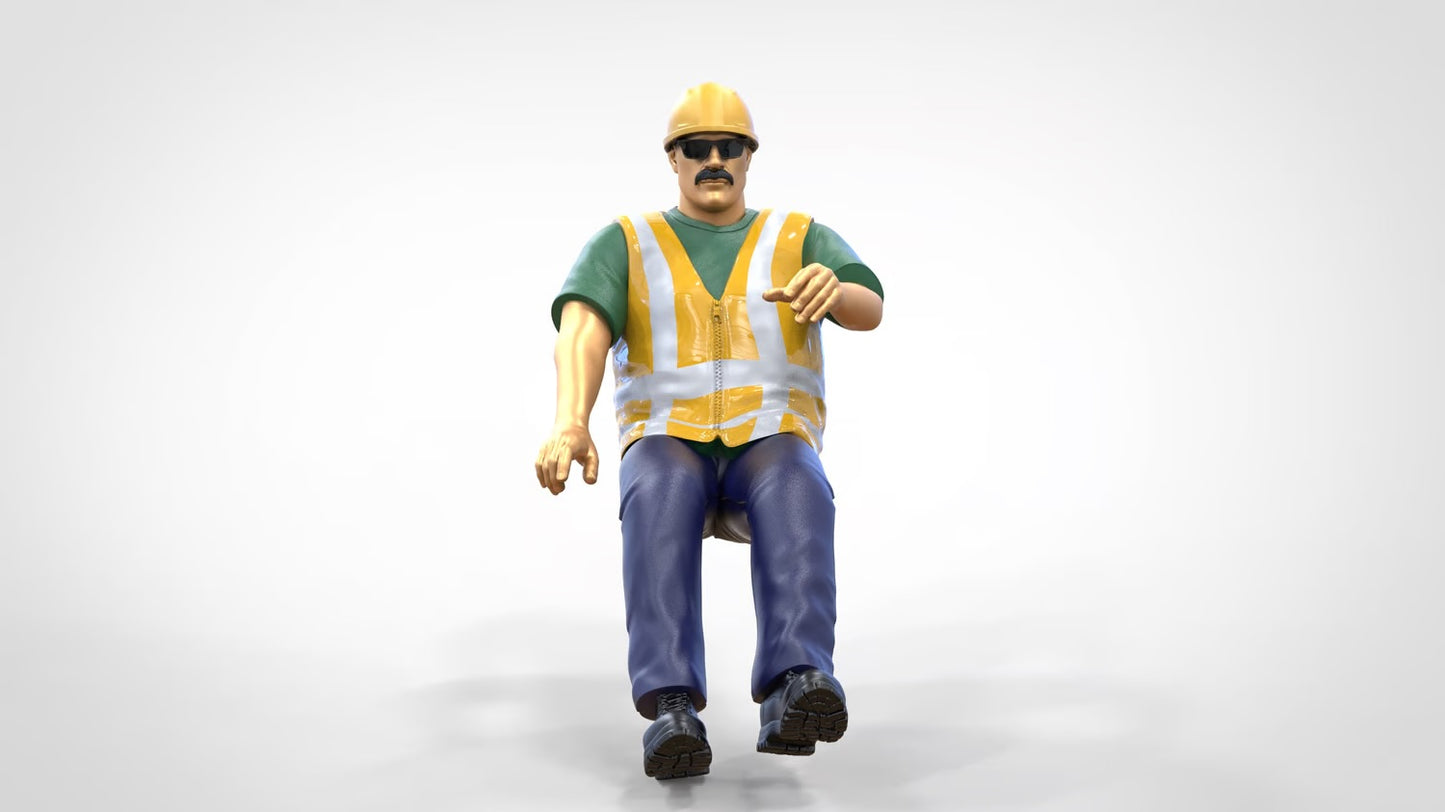Foto do produto 0: Motorista de construção - Com capacete e óculos de sol - No veículo