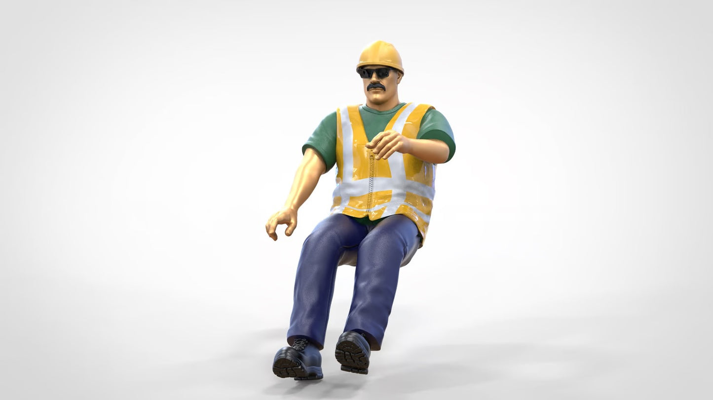 Foto do produto 0: Motorista de construção - Com capacete e óculos de sol - No veículo