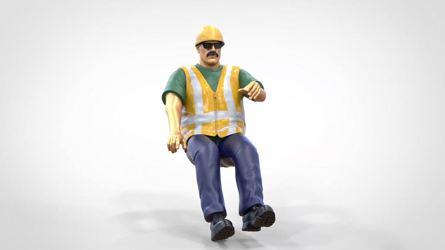 Foto do produto 0: Motorista de construção - Com capacete e óculos de sol - No veículo