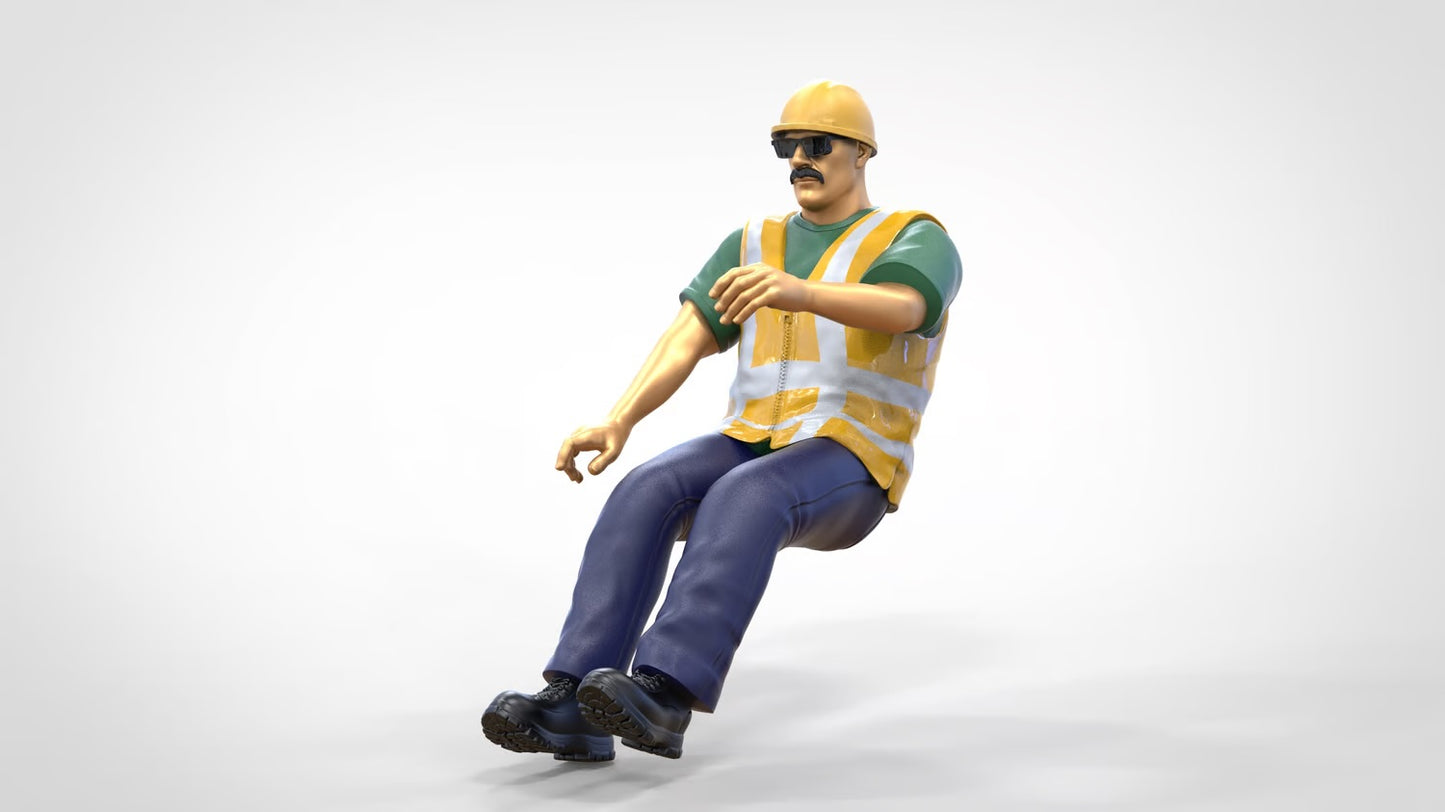 Foto do produto 0: Motorista de construção - Com capacete e óculos de sol - No veículo