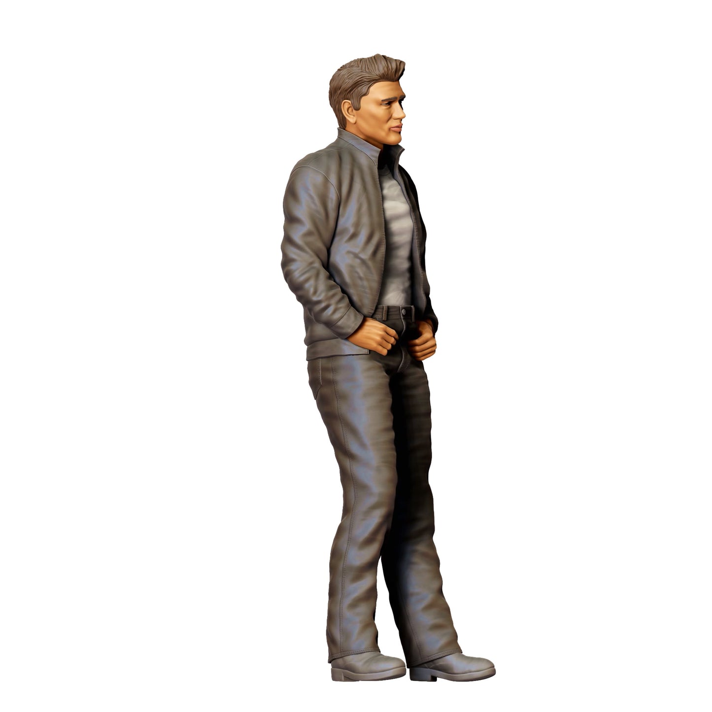 Man in leather look with T-shirt – figure with cool posture (Ref. No. 408)