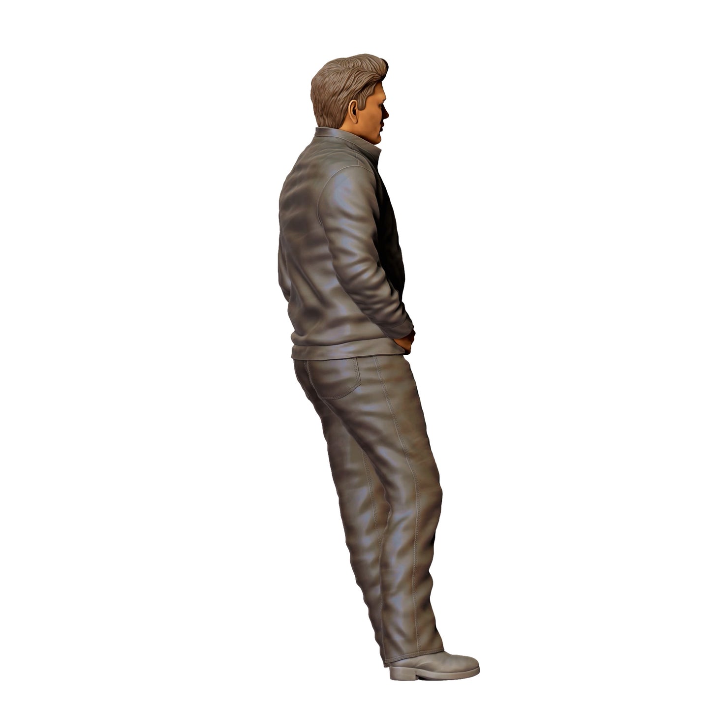 Man in leather look with T-shirt – figure with cool posture (Ref. No. 408)