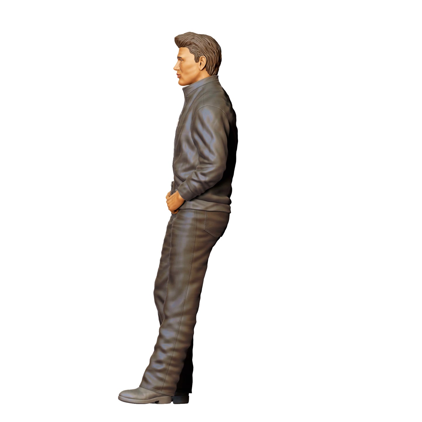 Man in leather look with T-shirt – figure with cool posture (Ref. No. 408)