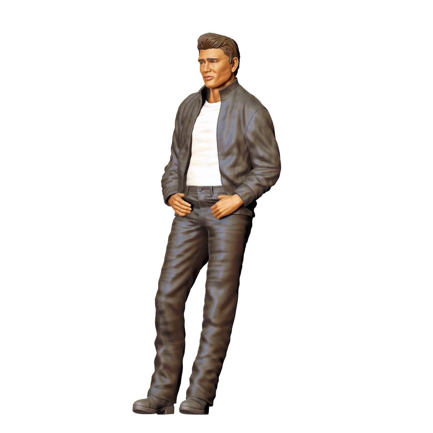 Man in leather look with T-shirt – figure with cool posture (Ref. No. 408)
