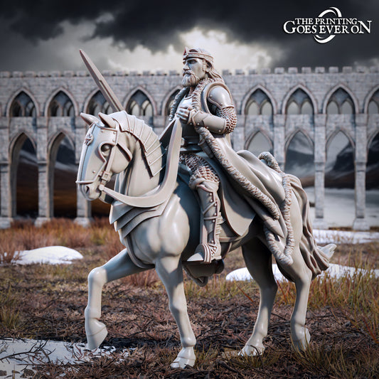 Foto del prodotto Tabletop 28mm The Printing Goes Ever On (TPGEO) 0: Re Leone Arvelon - Cavaliere e a piedi: Coraggioso leader degli uomini del Nord