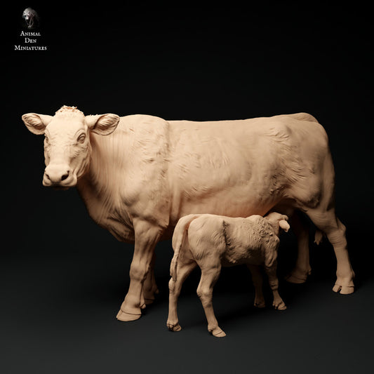 Foto do produto Figura de Animal Diorama, Modelismo: 0: Figura de Animal da Fazenda: Vaca e Bezerro - Vaca Red Devon