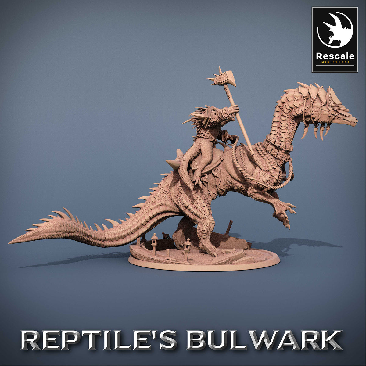 Imagem do produto 2 de 7: Miniatura de Tabletop: Cavaleiro Lagarto / Guerreiro Lagarto em Montaria de Dinossauro, Cavalaria de Saurídeos, Cavaleiro de Bestas com Clava de Duas Mãos (23_06_C10)