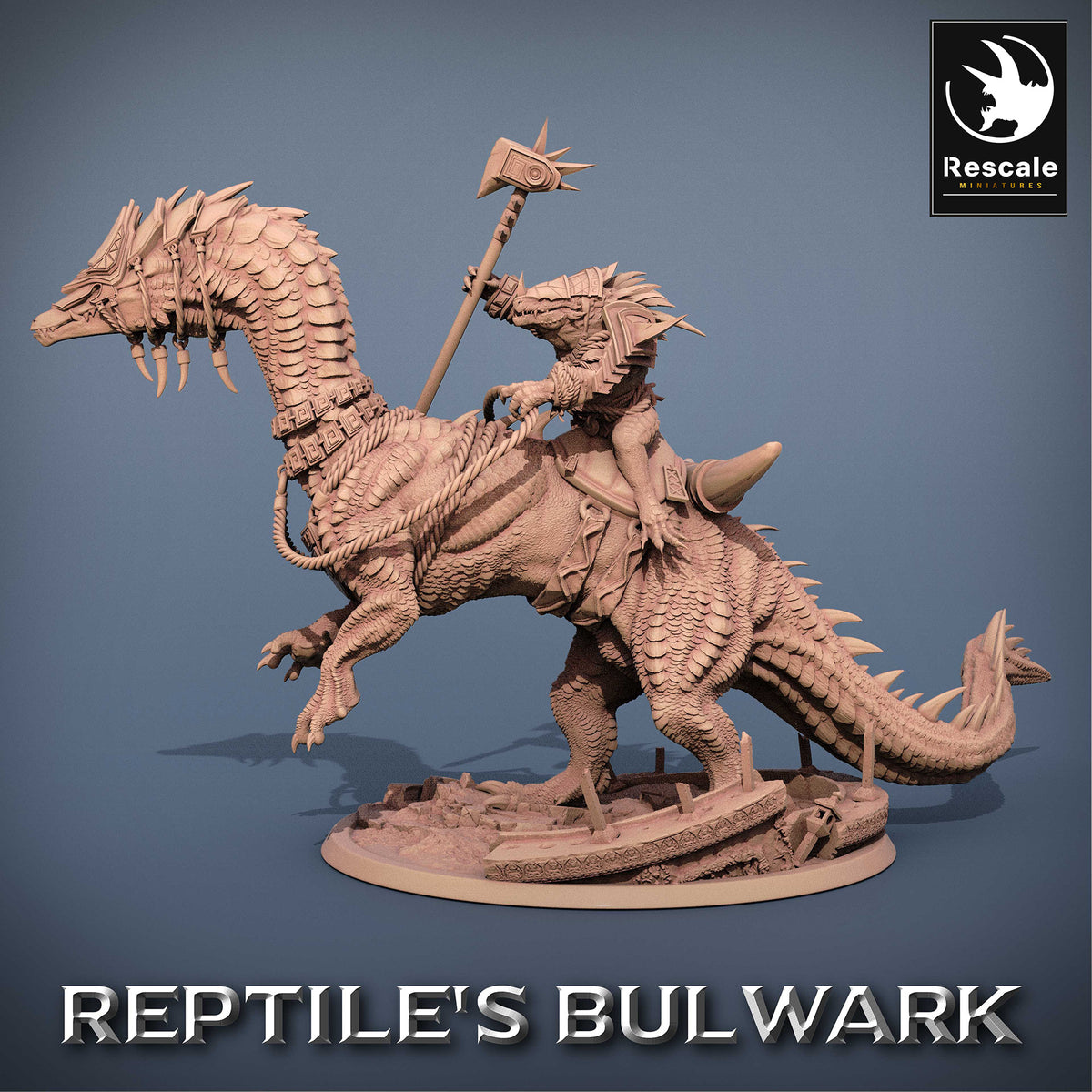 Imagem do produto 3 de 7: Miniatura de Tabletop: Cavaleiro Lagarto / Guerreiro Lagarto em Montaria de Dinossauro, Cavalaria de Saurídeos, Cavaleiro de Bestas com Clava de Duas Mãos (23_06_C10)