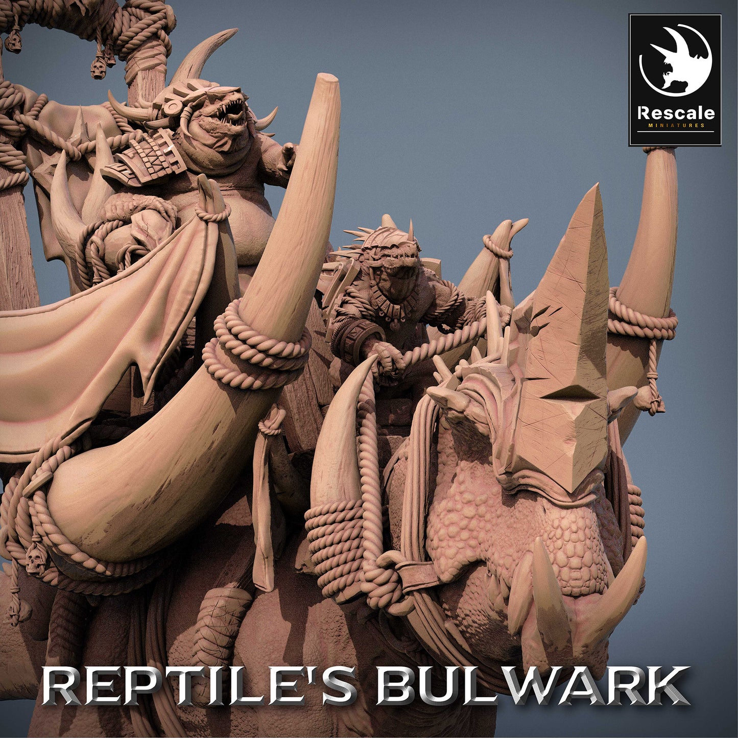 Imagem do produto 4 de 6: Miniatura de Tabletop: Rei Torvodon - Cavaleiro Lagarto em Dinossauro de Guerra com Howdah e Estandarte Totêmico, Líder Tribal / Senhor dos Répteis, Montaria Monstruosa (23_06_A1)