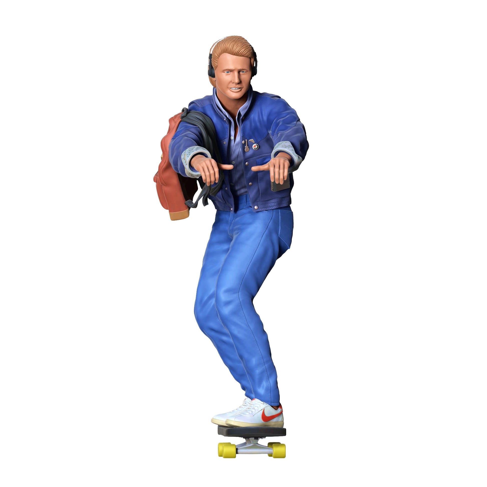 Product photo diorama and model building miniature figure: Skater - man on skateboard with backpack