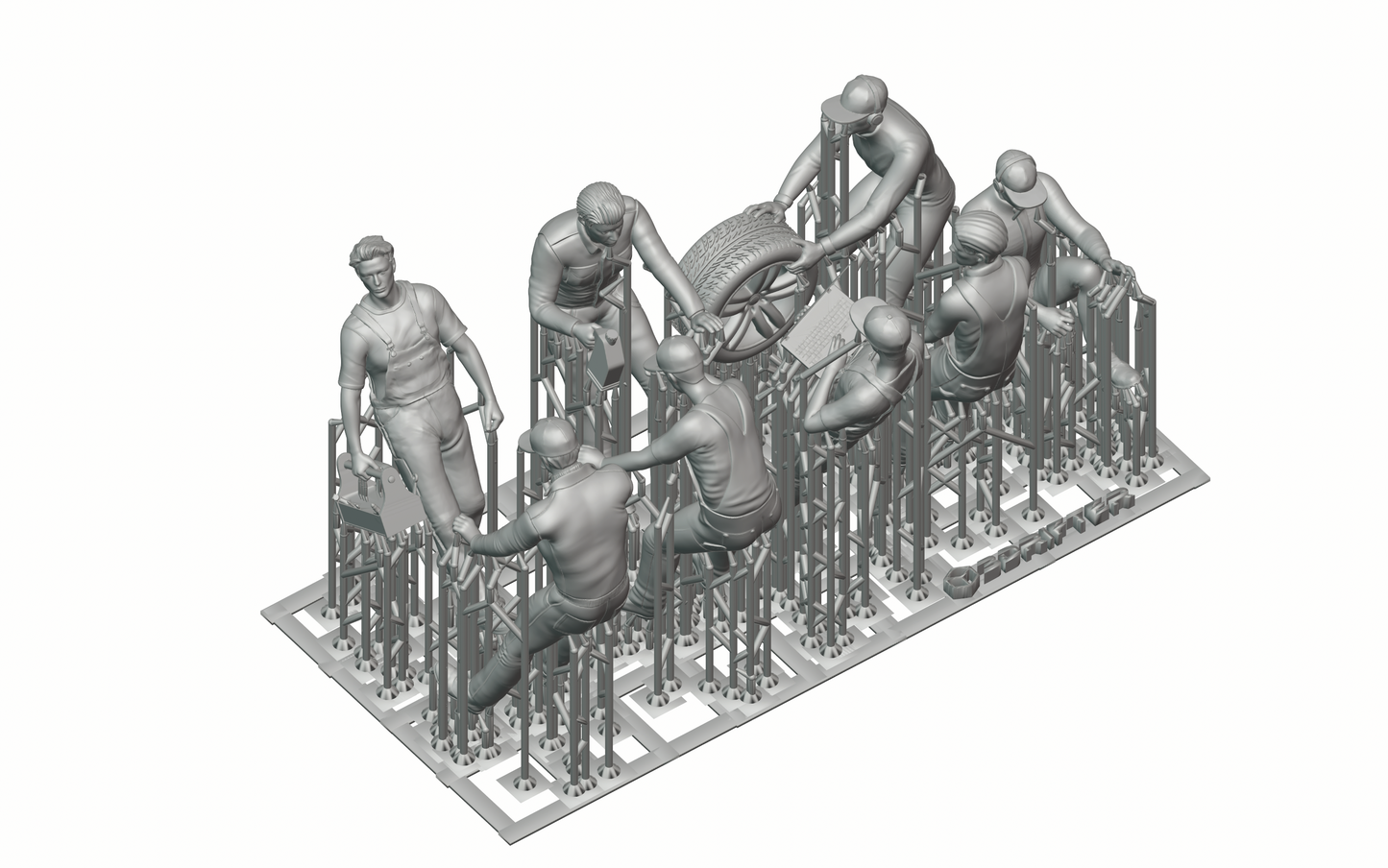 Produktová fotografie dioráma a modelářské miniatury: Sada mechaniků 2, 8 figur.