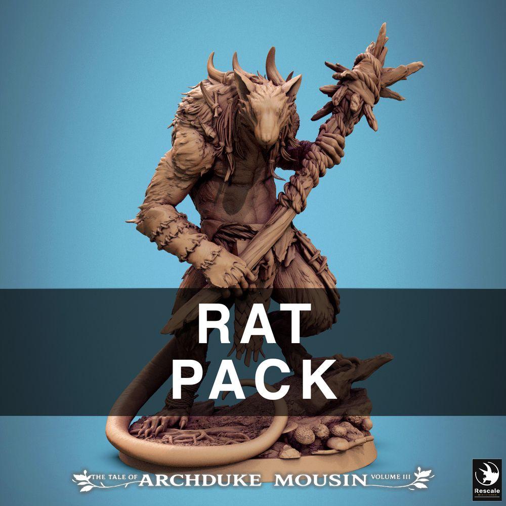 Foto del prodotto Tabletop 28mm Lord of the Print (LotP) 1: Miniatura Fantasy: Rattenoger / Wer-Ratte, guerriero bestiale con mazza chiodata, boss mostro del sotterraneo e avversario da dungeon crawler (25_07_O3)