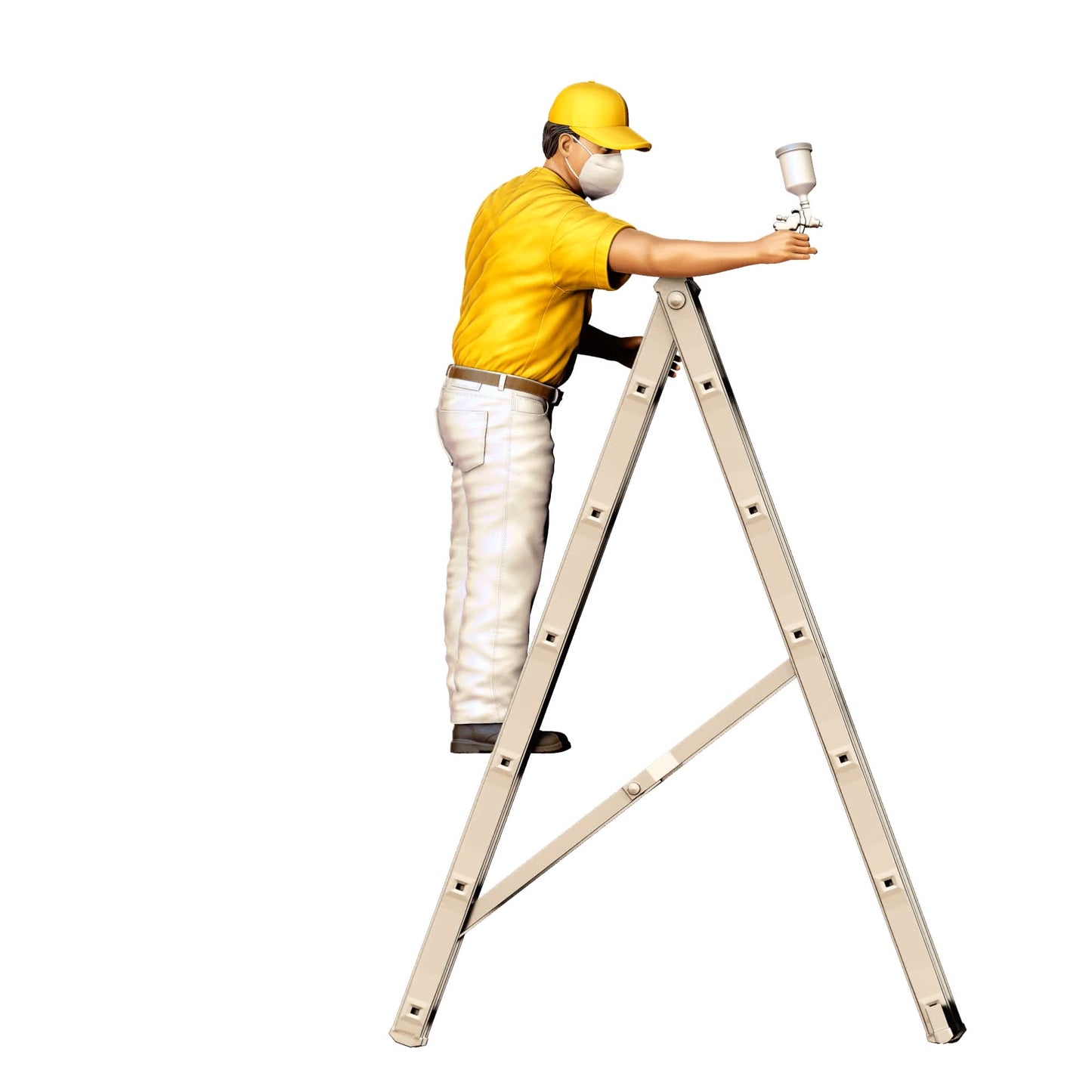 Foto do produto 0: Pintor/ Ladrilhador com pistola de spray - Artesão na escada