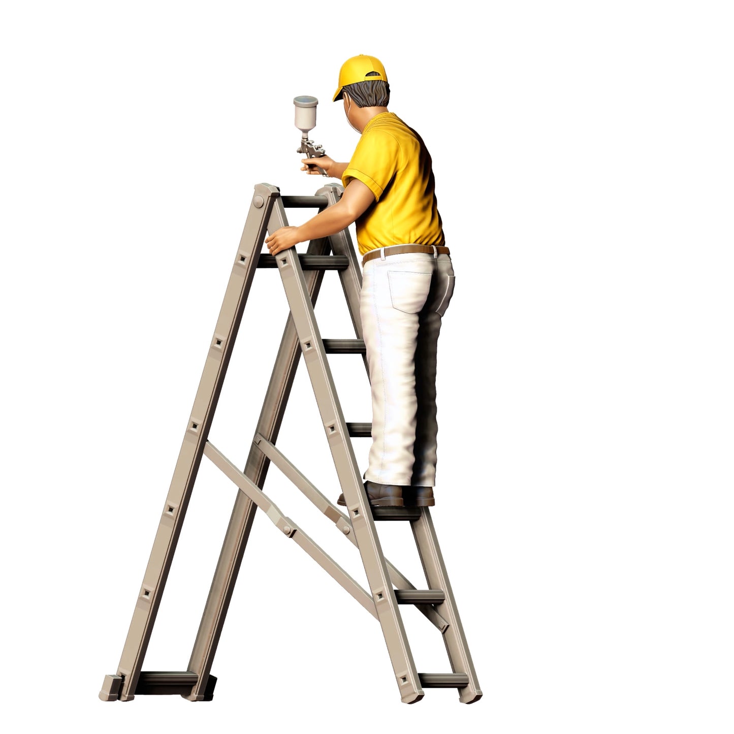 Foto do produto 0: Pintor/ Ladrilhador com pistola de spray - Artesão na escada