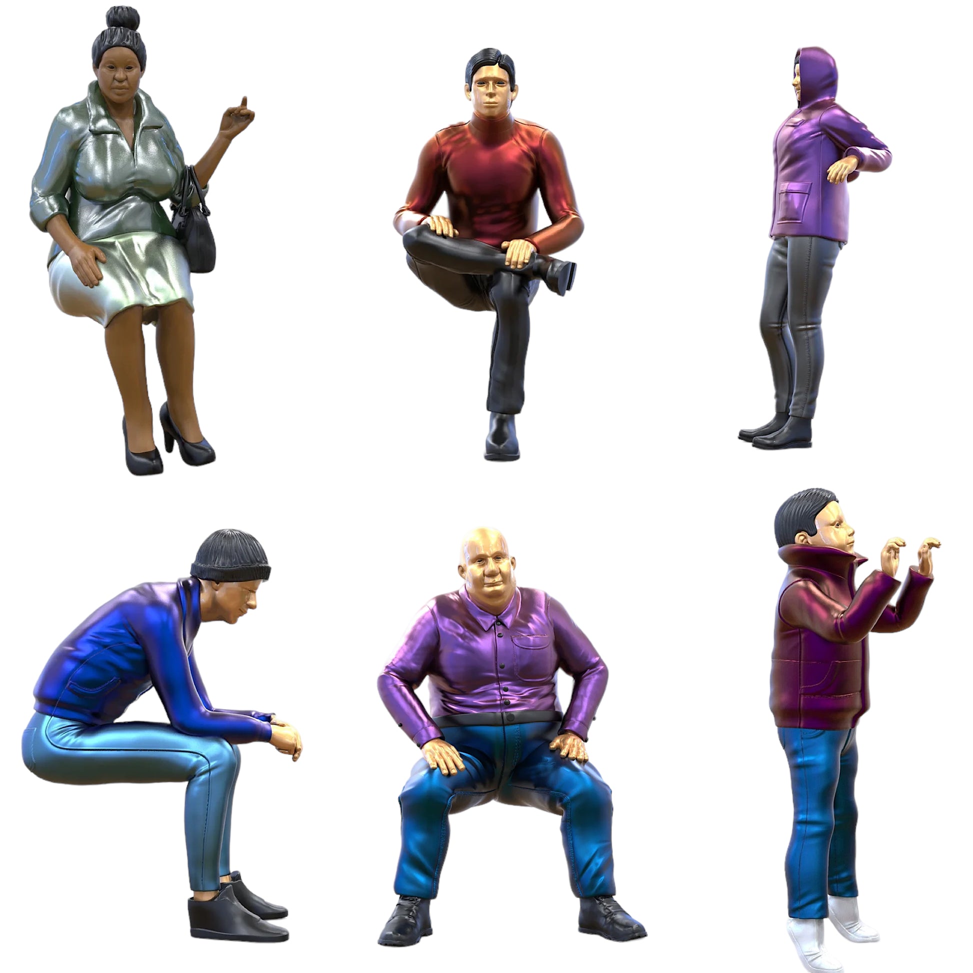 Produktfoto Diorama und Modellbau Miniatur Figur: Zuschauer Set 2, 6 Figuren