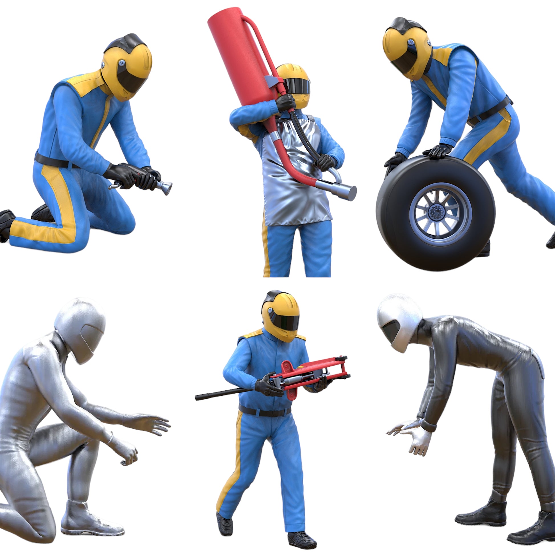 Produktfoto Diorama und Modellbau Miniatur Figur: Pit-Crew Set, 6 Figuren