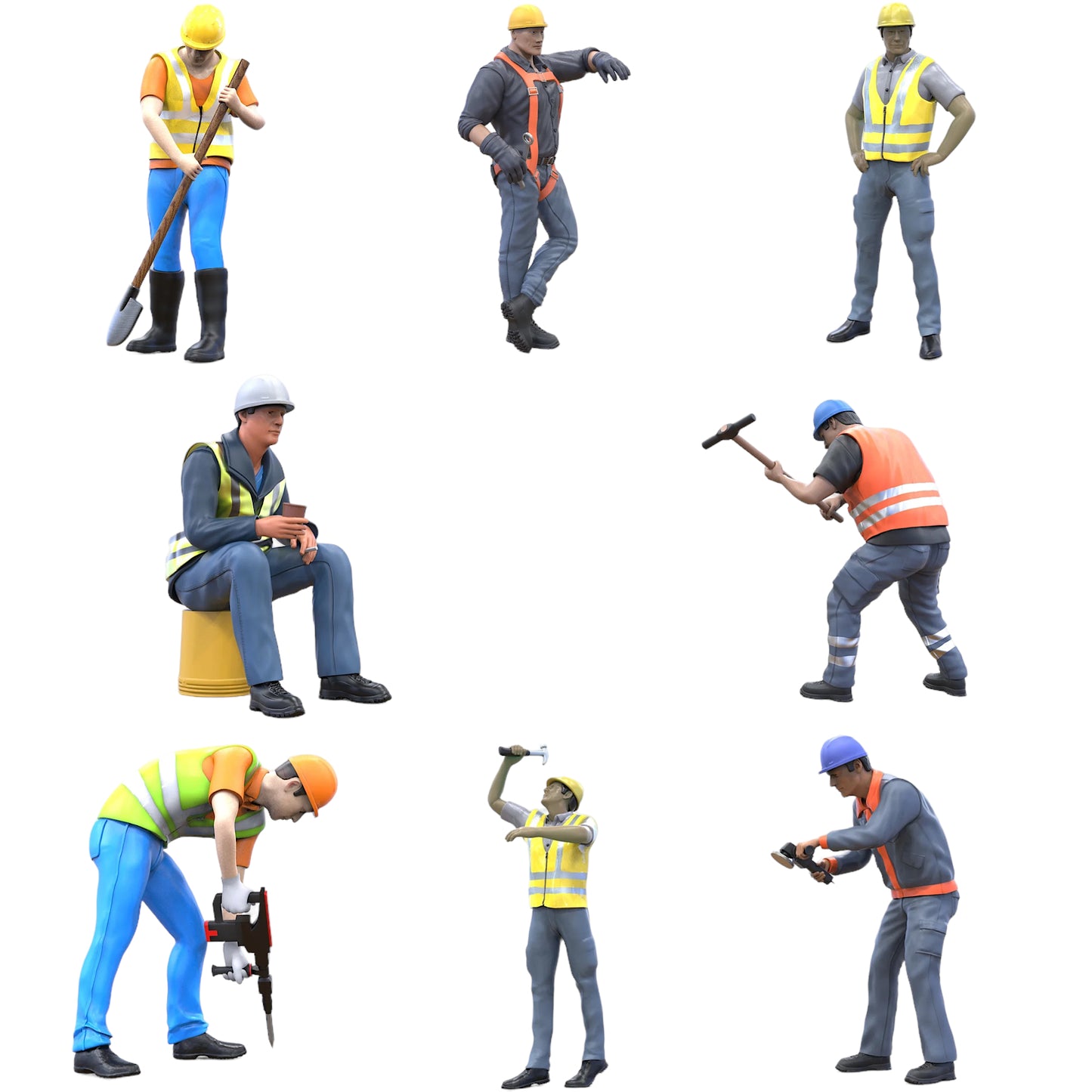 Foto do produto Diorama e Modelismo Miniatura: Conjunto de Trabalhadores, 8 Figuras