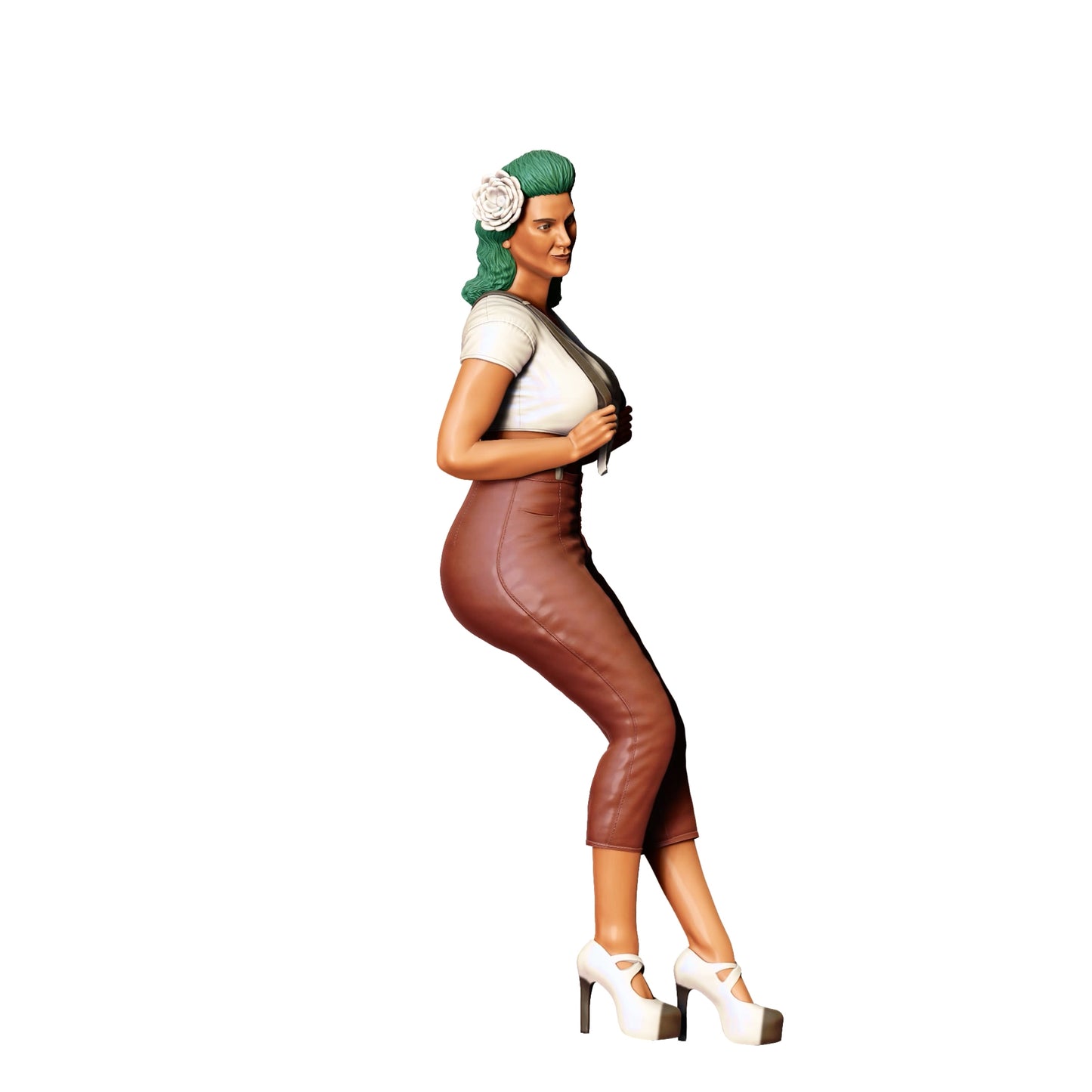 Diorama modelářství produktová fotografie 0: PinUp dívka B - Pěkná dáma opřená ve staromódním stylu (Ref. č. 383)