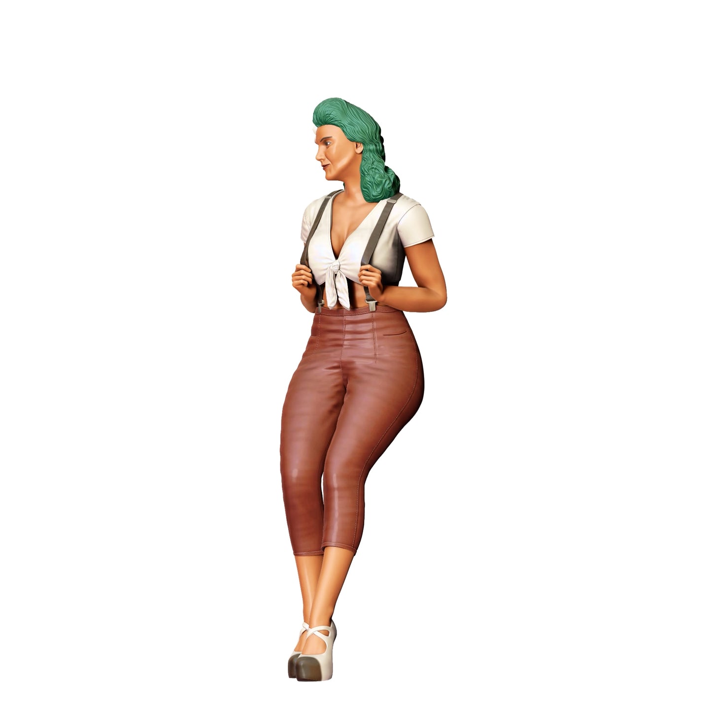 Diorama modelářství produktová fotografie 0: PinUp dívka B - Pěkná dáma opřená ve staromódním stylu (Ref. č. 383)