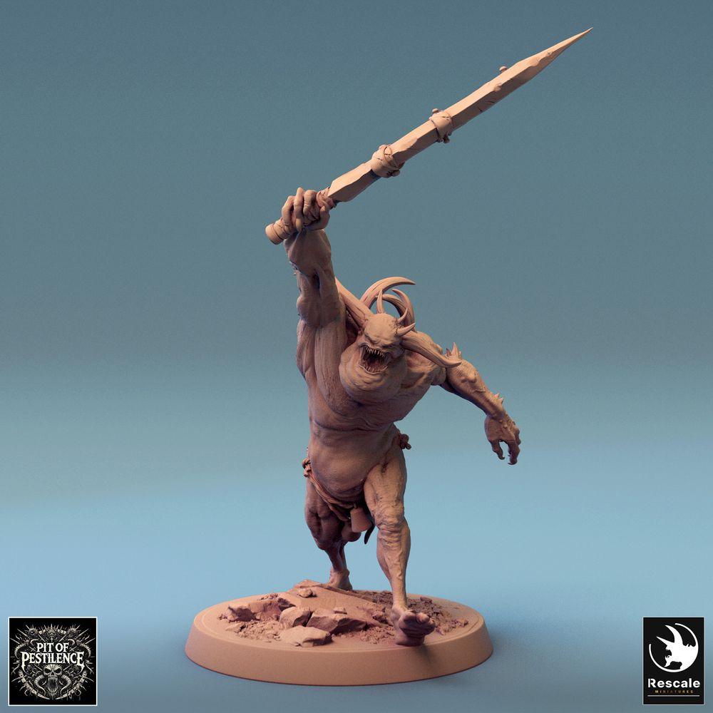 Φωτογραφία προϊόντος Tabletop 28mm Lord of the Print (LotP) 0: Tabletop Μινιατούρα: Σάπιος Υπηρέτης - Δαιμονικός Πολεμιστής, επιτιθέμενος φορέας δόρατος, διεφθαρμένο τέρας, τέρας-πρωταθλητής, ηγέτης πολεμικής ομάδας (24_08_F1)