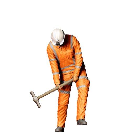Model dioramy zdjęcie produktu 0: Pracownik na torach z młotkiem - Kolejarz/ Robotnik budowlany A (Nr ref. 387)