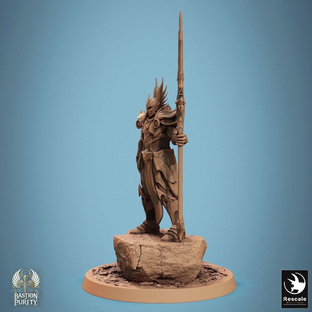 Produktfoto Tabletop 28mm Lord of the Print (LotP) 0: Tabletop miniatura: Sentinel of Aetherium (Strážce Aetheria) - Strážce velitel s kopím, elitní válečník, lancknecht, rytíř/paladin (24_09_D4)