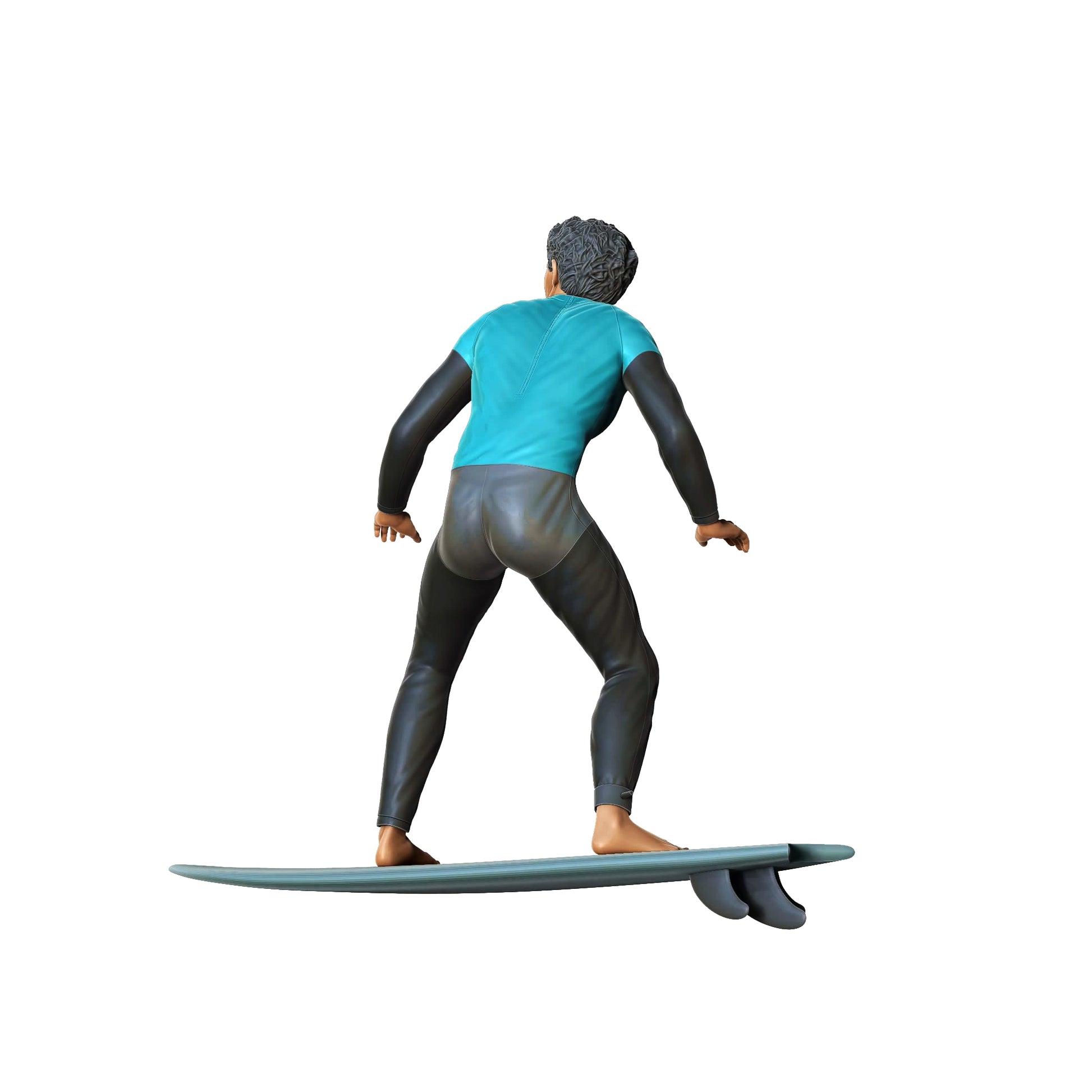 Product photo diorama and model building miniature figure: Wave Rider: Surfer on surfboard at sea