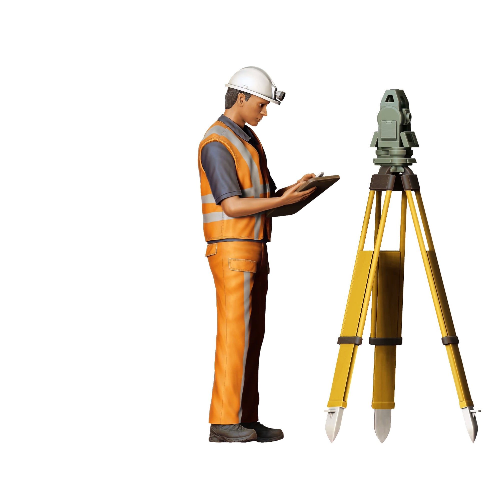 Produktfoto  0: Straßenarbeiter mit Stativ: Landvermesser auf der Baustelle