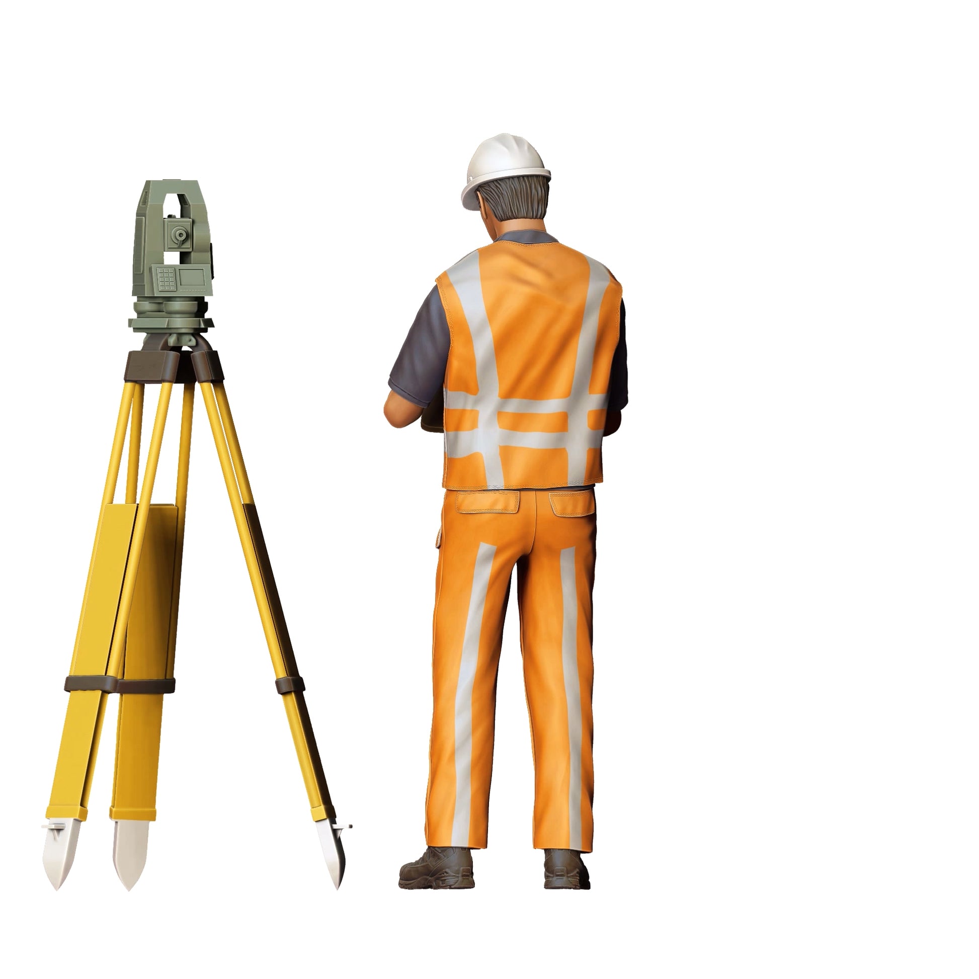 Produktfoto  0: Straßenarbeiter mit Stativ: Landvermesser auf der Baustelle