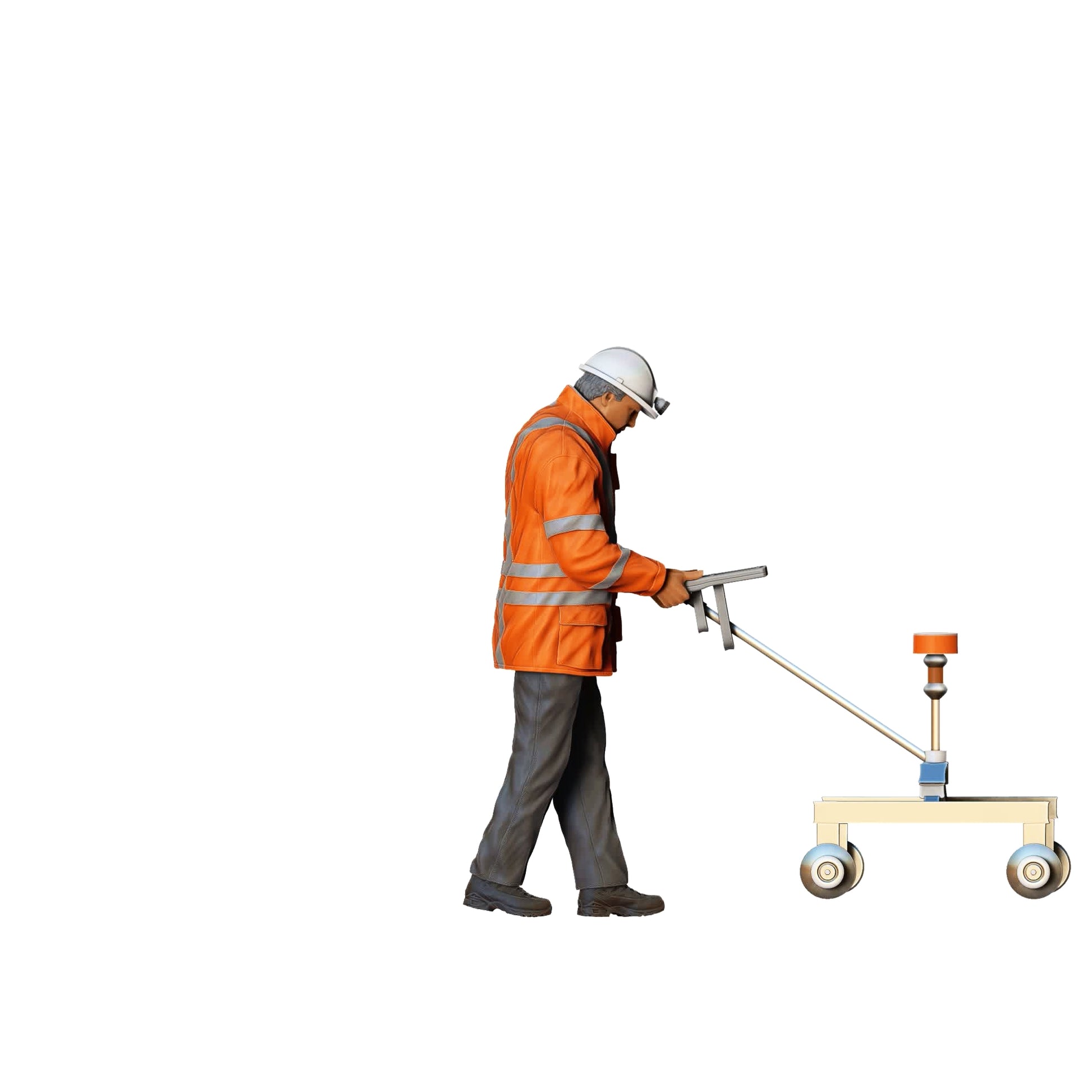 Product photo 0: Road worker with measuring cart: Surveyor on the construction site