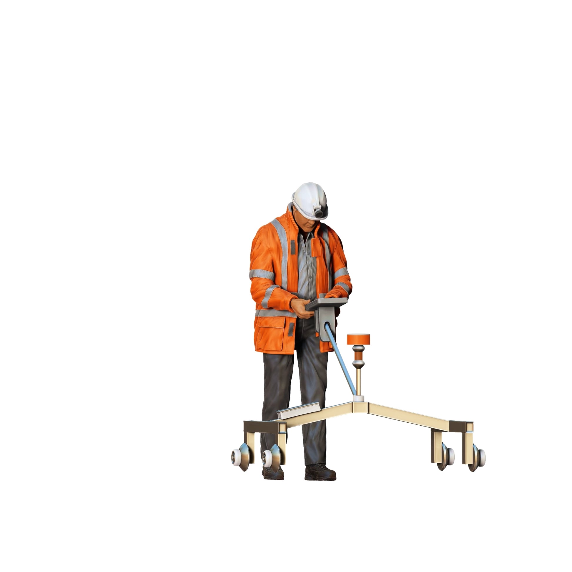 Product photo 0: Road worker with measuring cart: Surveyor on the construction site